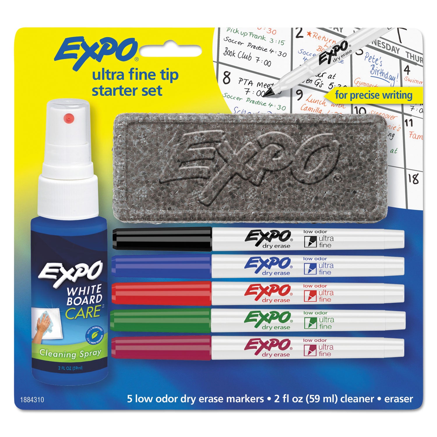 low-odor-dry-erase-marker-starter-set-extra-fine-bullet-tip-assorted-colors-5-set_san1884310 - 1