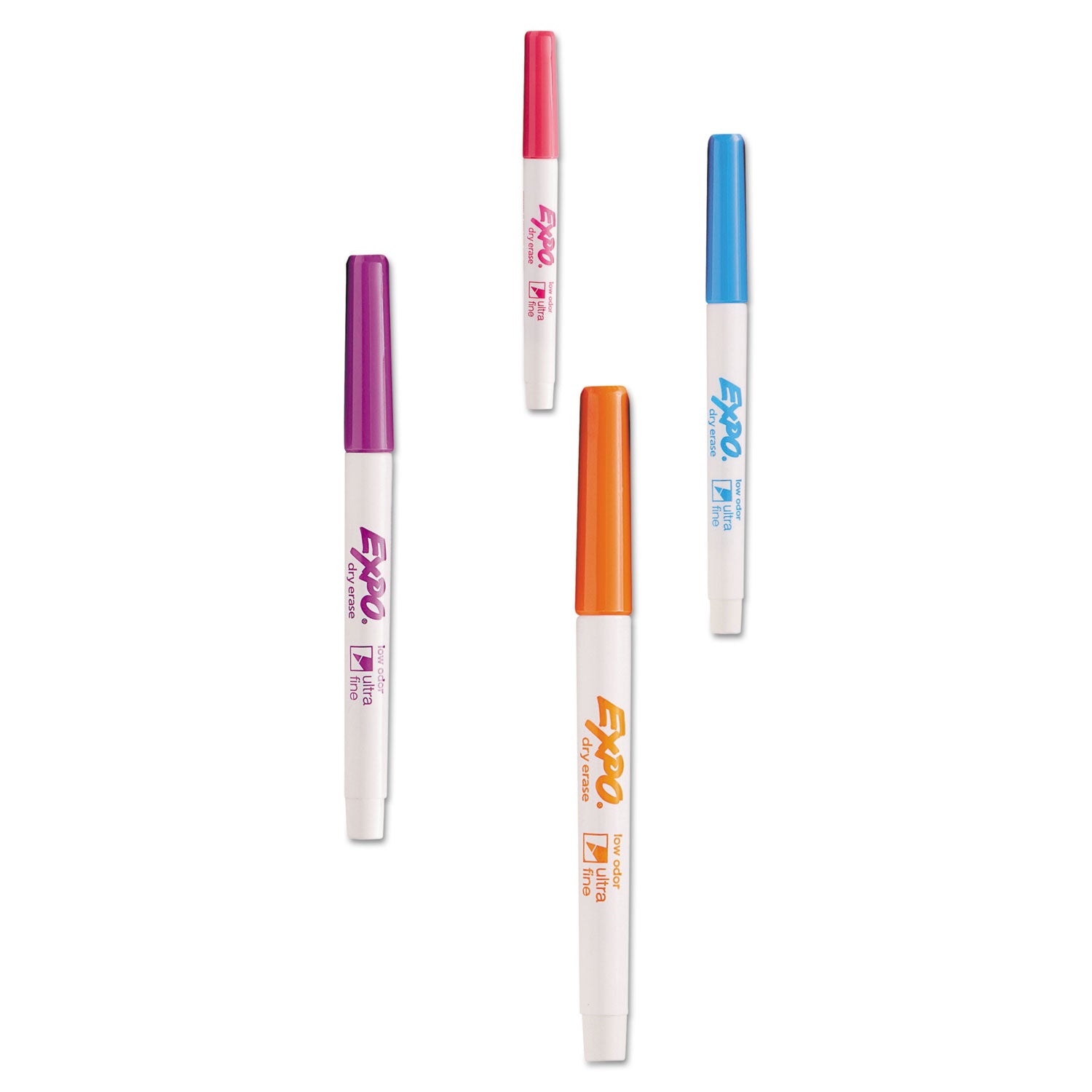 Low-Odor Dry-Erase Marker, Extra-Fine Bullet Tip, Assorted Colors, 4/Set -