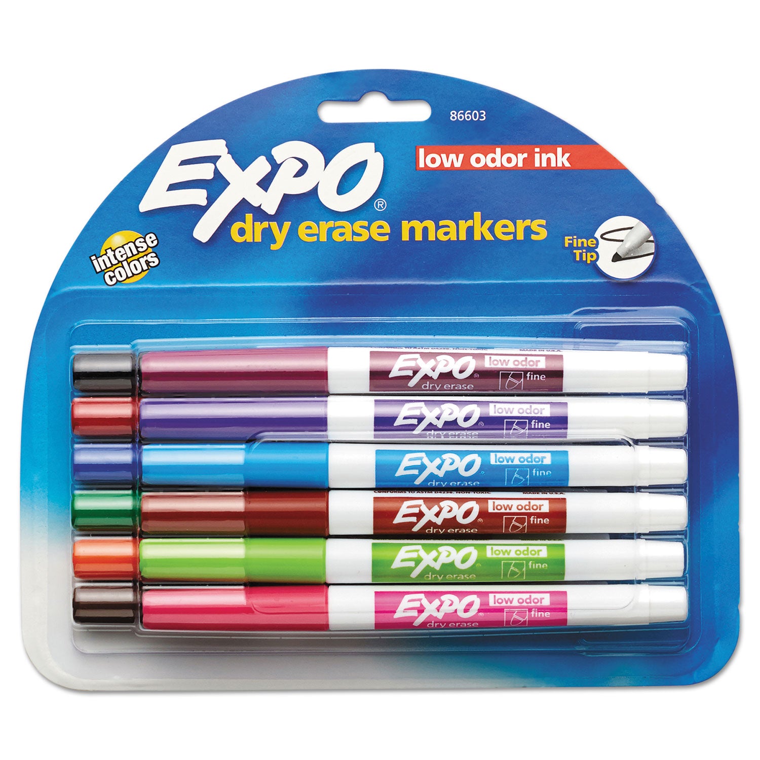 Low-Odor Dry-Erase Marker, Fine Bullet Tip, Assorted Colors, 12/Set -