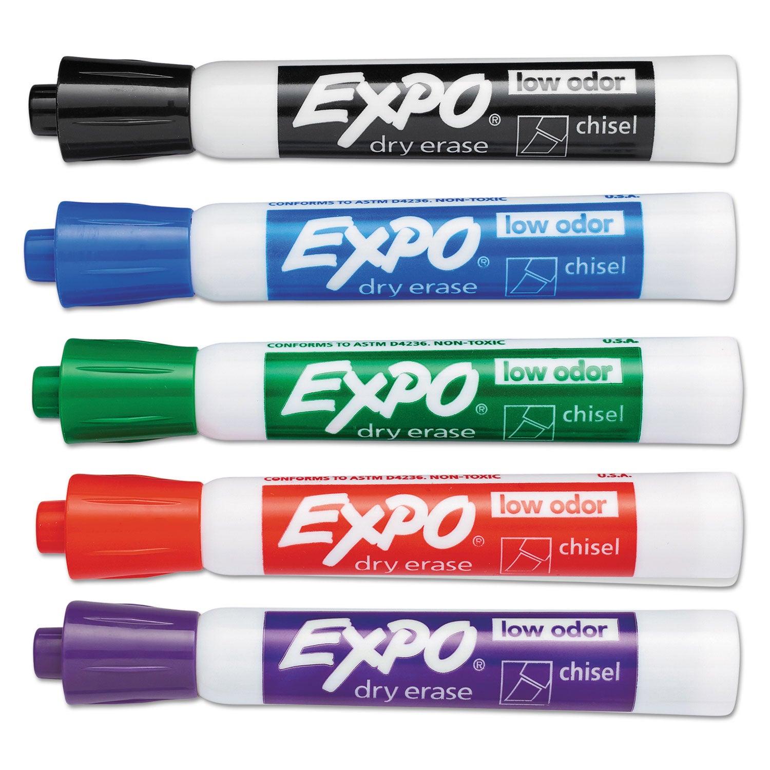 Low-Odor Dry-Erase Marker Value Pack, Broad Chisel Tip, Assorted Colors, 36/Box -
