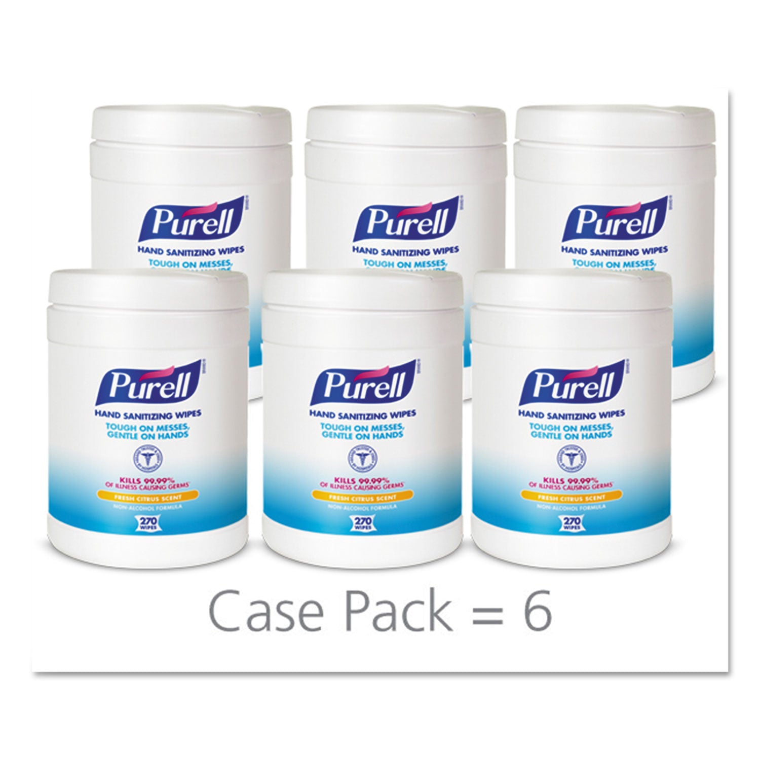 Sanitizing Hand Wipes, 6.75 x 6, Fresh Citrus, White, 270/Canister, 6 Canisters/Carton -