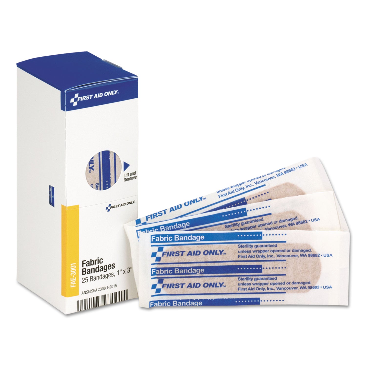 SmartCompliance Fabric Bandages, 1 x 3, 25/Box -