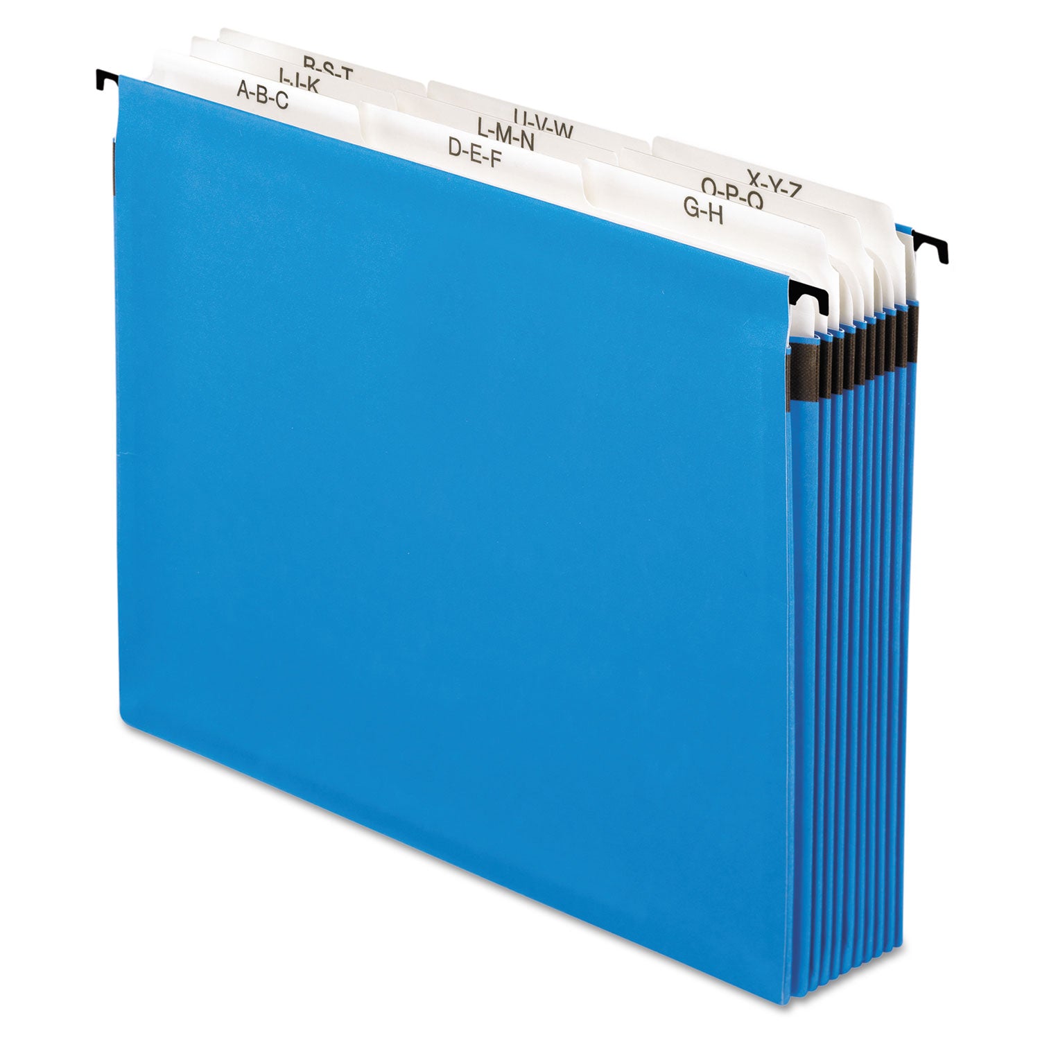 SureHook Nine-Section Hanging Folder, 9 Sections, 5.25" Capacity, Letter Size, 1/5-Cut Tabs, Blue -