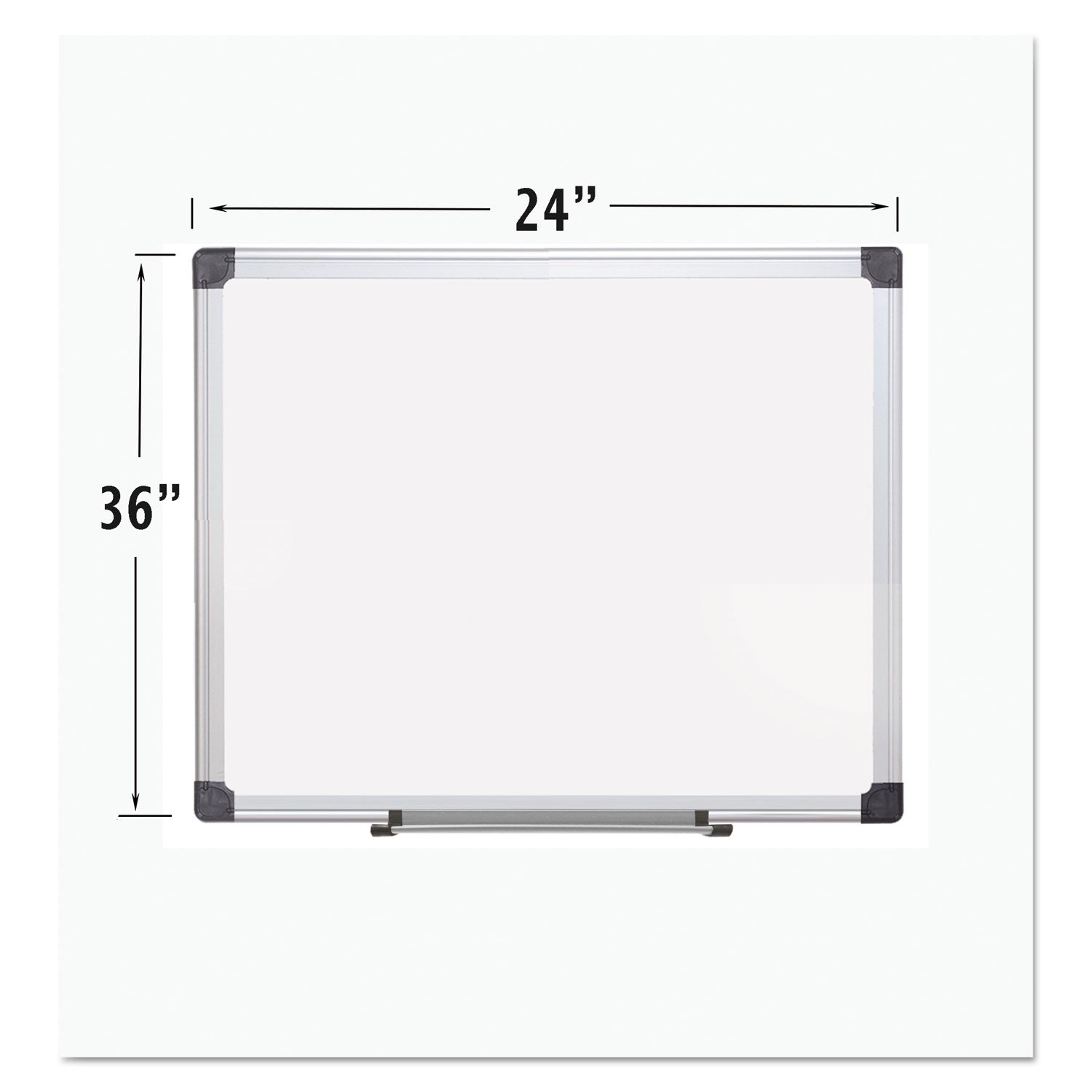 Porcelain Value Dry Erase Board, 24 x 36, White Surface, Silver Aluminum Frame -