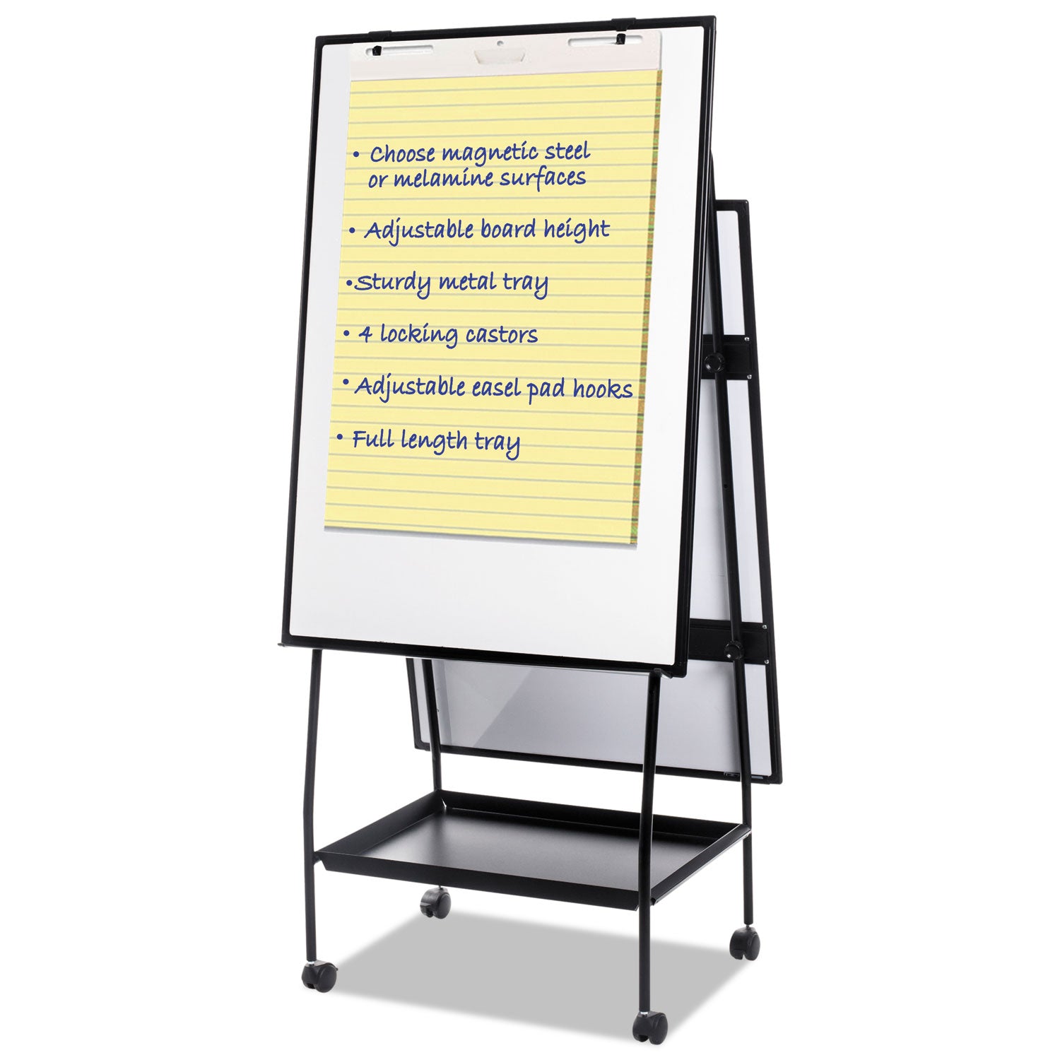 Creation Station Magnetic Dry Erase Board, 29.5 x 74.88, White Surface, Black Metal Frame -