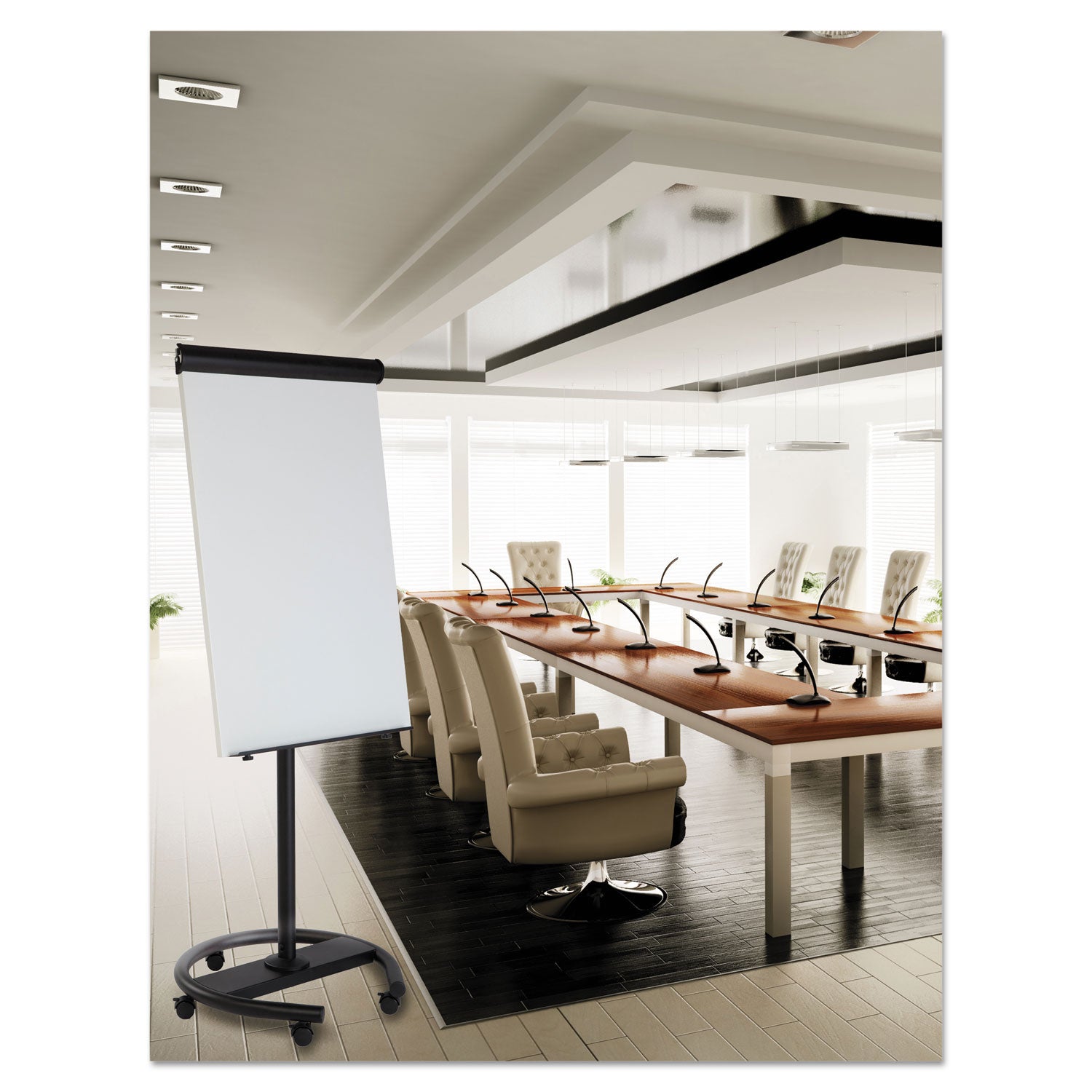 360 Multi-Use Mobile Magnetic Dry Erase Easel, 27 x 41, White Surface, Black Steel Frame -