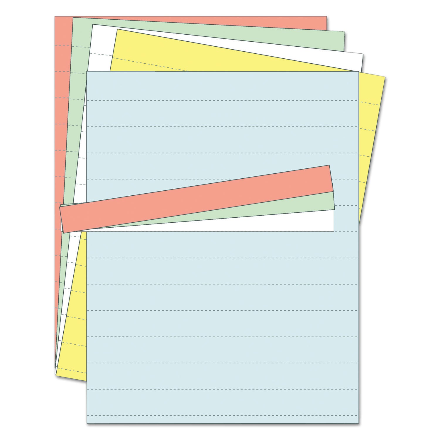 Data Card Replacement Sheet, 8.5 x 11 Sheets, Perforated at 1", Assorted, 10/Pack -