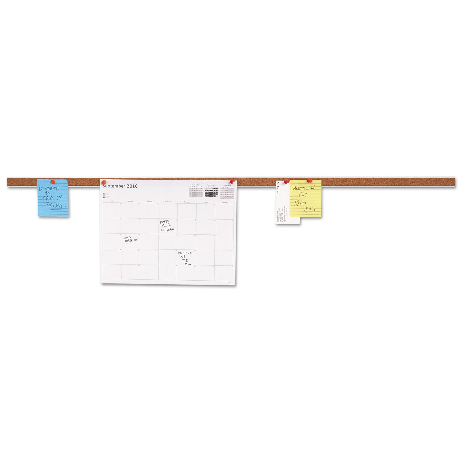 cork-bulletin-bar-36-x-1-brown-surface-silver-aluminum-frame_unv43436 - 1