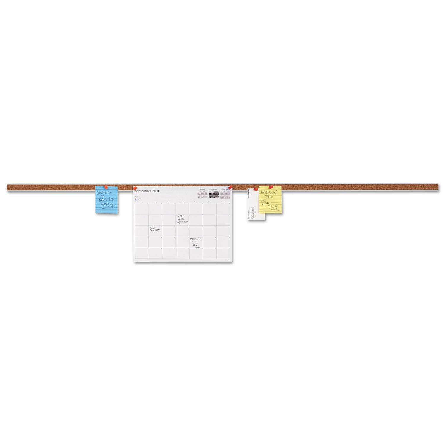 cork-bulletin-bar-48-x-1-brown-surface-silver-aluminum-frame_unv43448 - 1