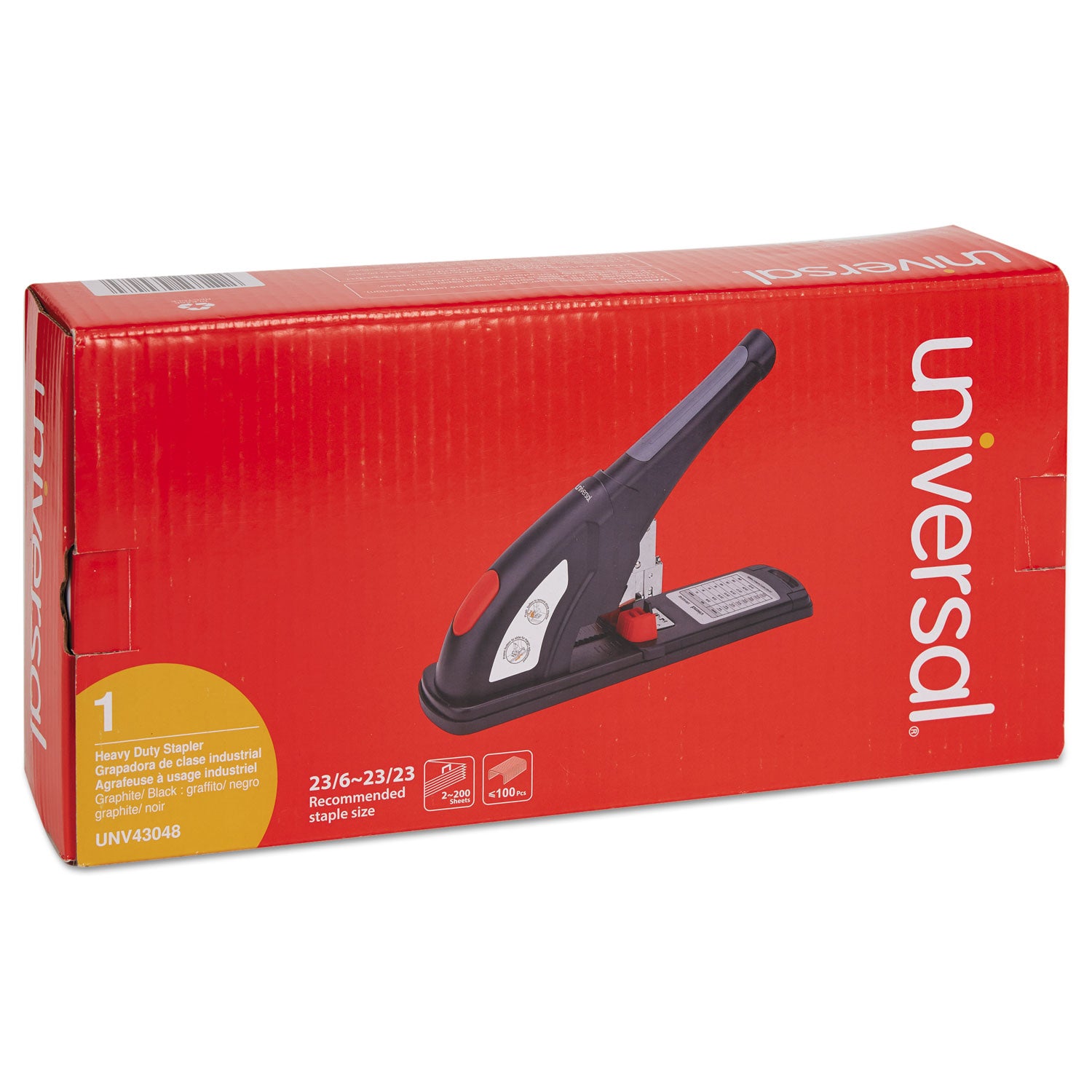 Heavy-Duty Stapler, 200-Sheet Capacity, Black/Graphite/Red -