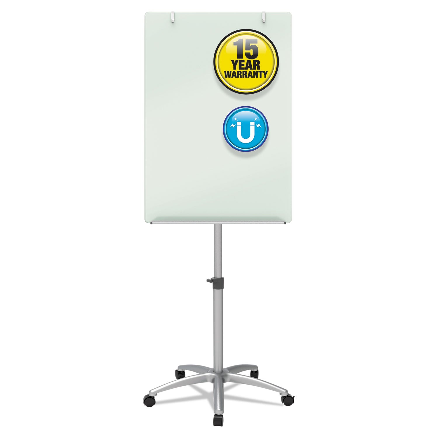 Infinity Glass Mobile Presentation Easel, 3 ft x 2 ft, Silver/White -