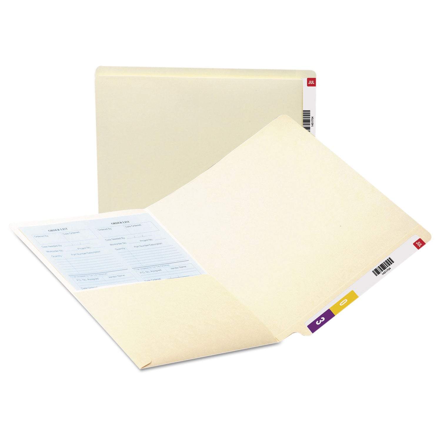Heavyweight Manila End Tab Pocket Folders, Interior Front Panel Pocket, Straight Tabs, Letter Size, 11-pt Manila, 50/Box -