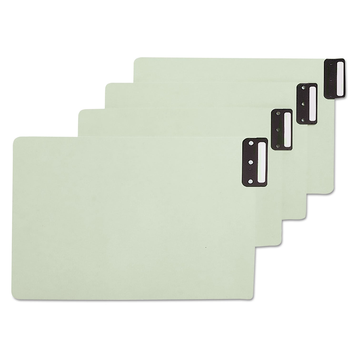 100% Recycled End Tab Pressboard Guides with Metal Tabs, 1/3-Cut End Tab, Blank, 8.5 x 14, Green, 50/Box -