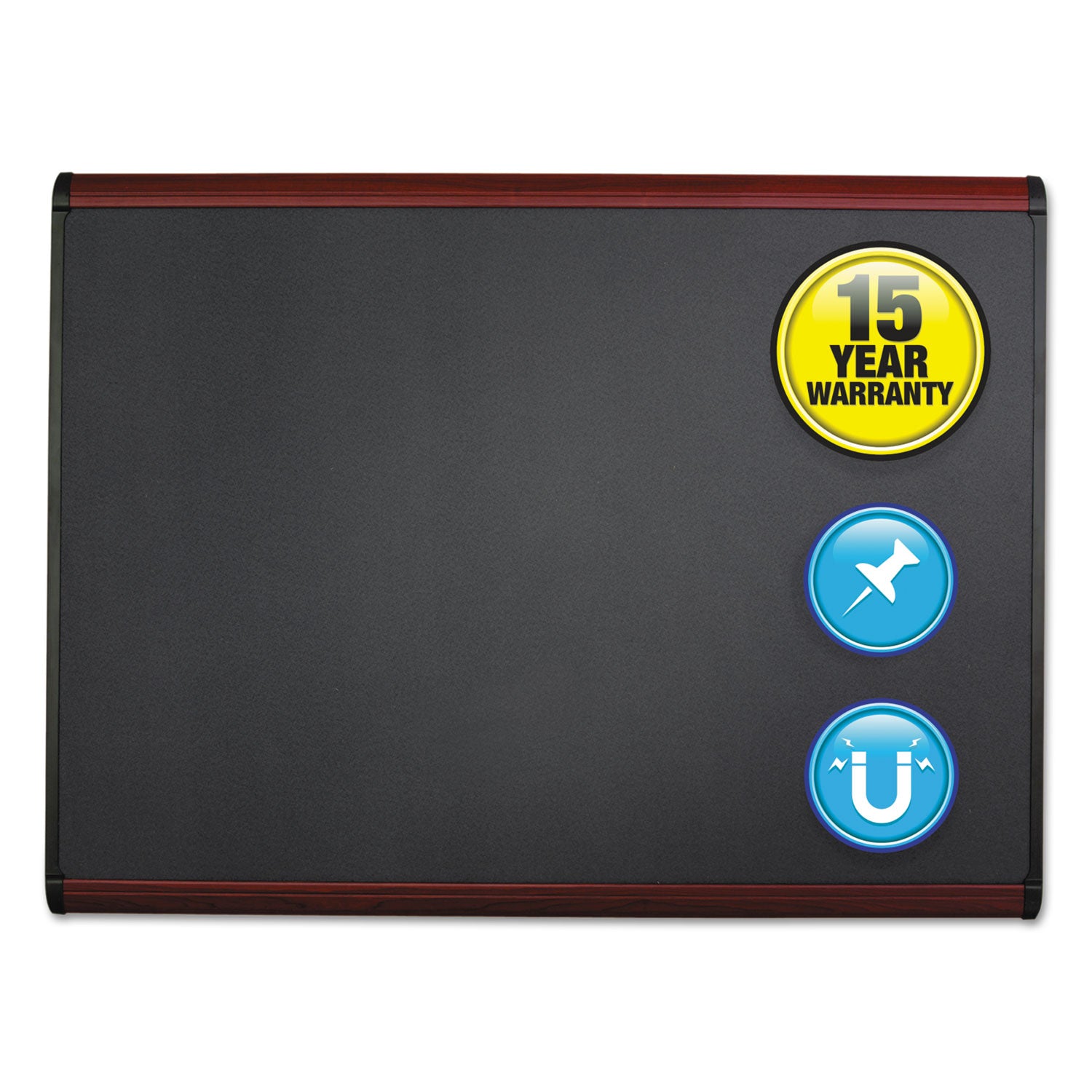 Prestige Plus Magnetic Fabric Bulletin Boards, 48 x 36, Gray Surface, Mahogany Fiberboard/Plastic Frame -