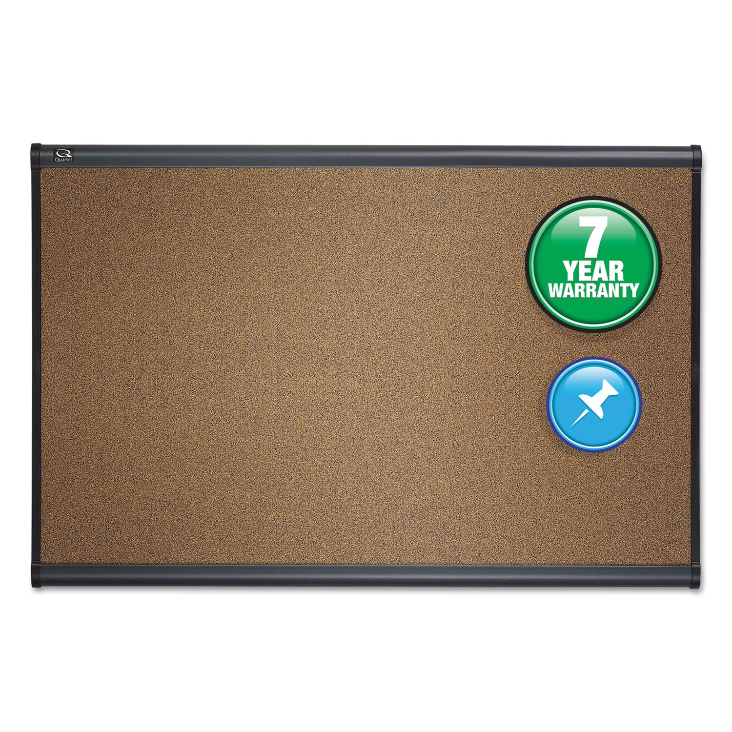 Prestige Colored Cork Bulletin Board, 36 x 24, Brown Surface, Graphite Gray Fiberboard/Plastic Frame -