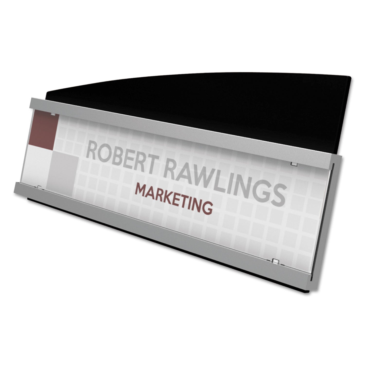 Interior Image Anti-Glare Sign Holder, Landscape, 8.5 x 2 Insert, Black/Silver -