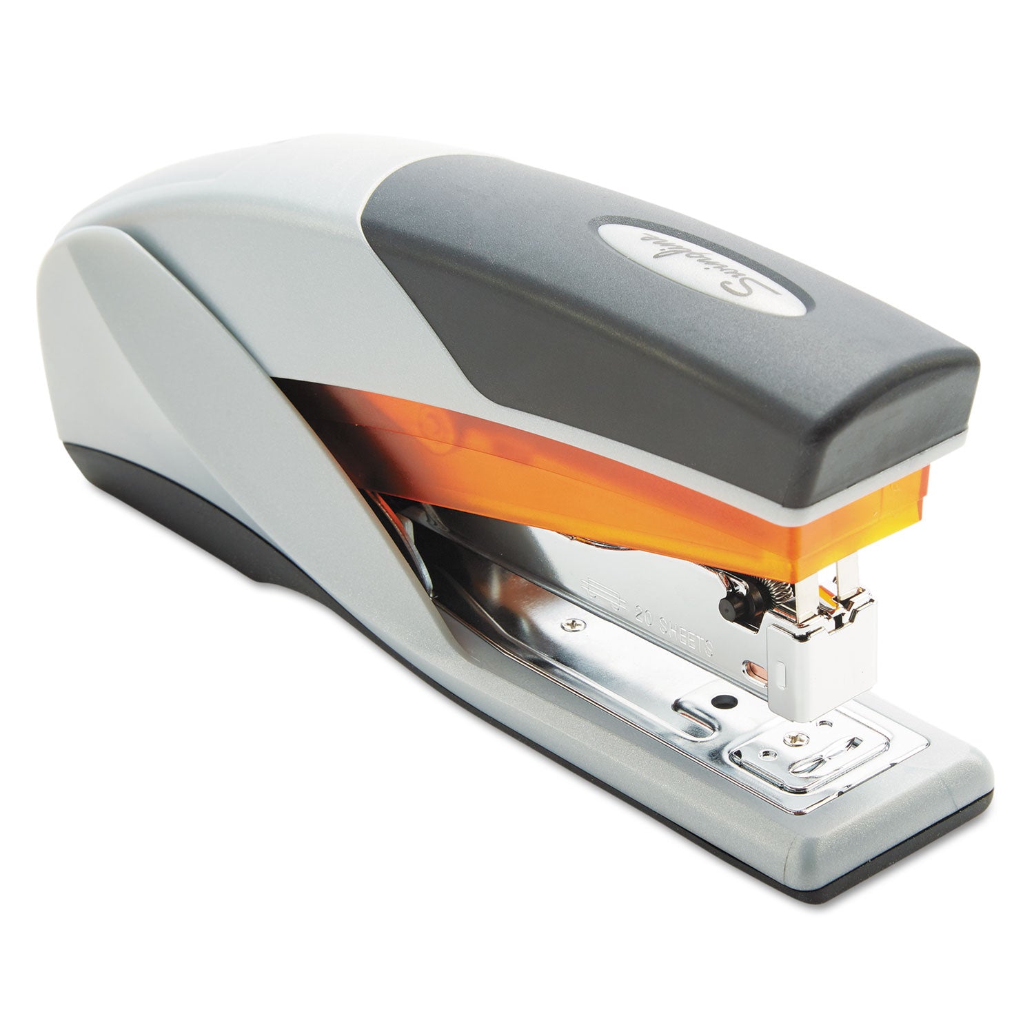 Optima 25 Reduced Effort Stapler, 25-Sheet Capacity, Gray/Orange -