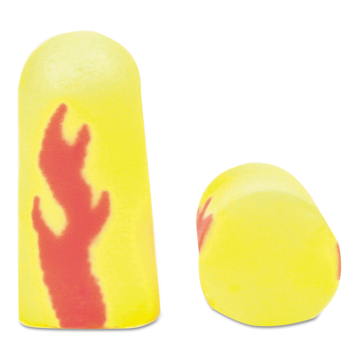 E-A-Rsoft Blasts Earplugs, Cordless, Foam, Yellow Neon/Red Flame, 200 Pairs/Box -