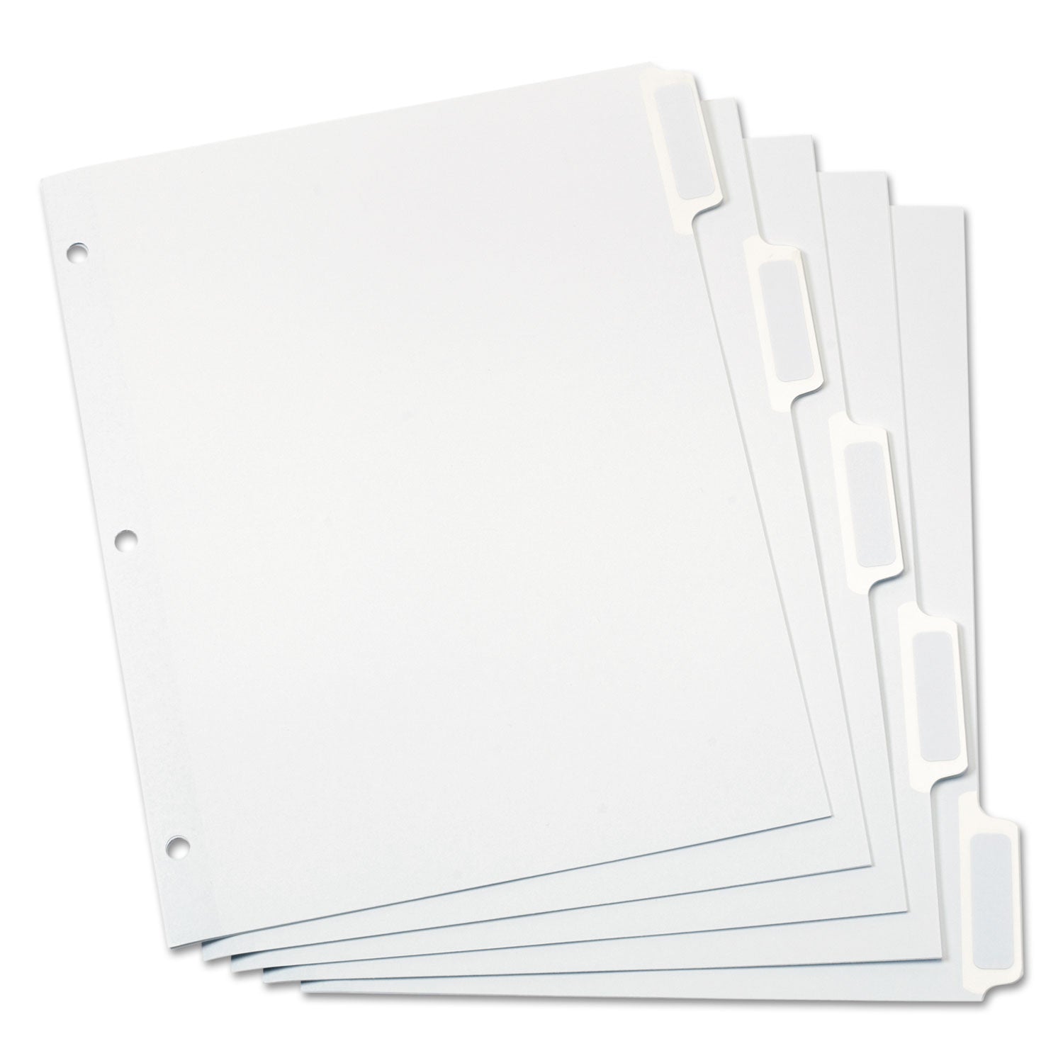 Custom Label Tab Dividers with Self-Adhesive Tab Labels, 5-Tab, 11 x 8.5, White, 25 Sets -