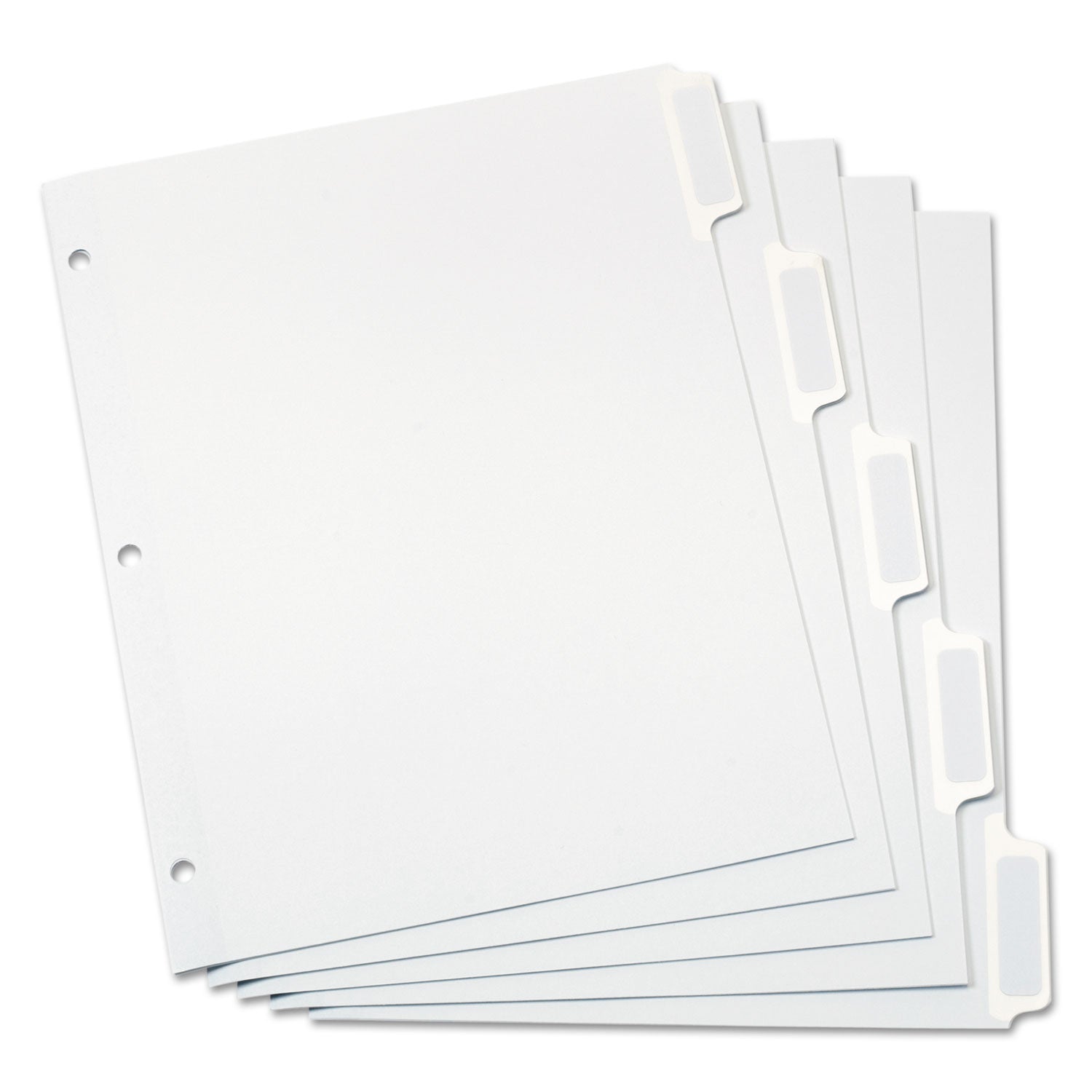 Custom Label Tab Dividers with Self-Adhesive Tab Labels, 5-Tab, 11 x 8.5, White, 5 Sets -