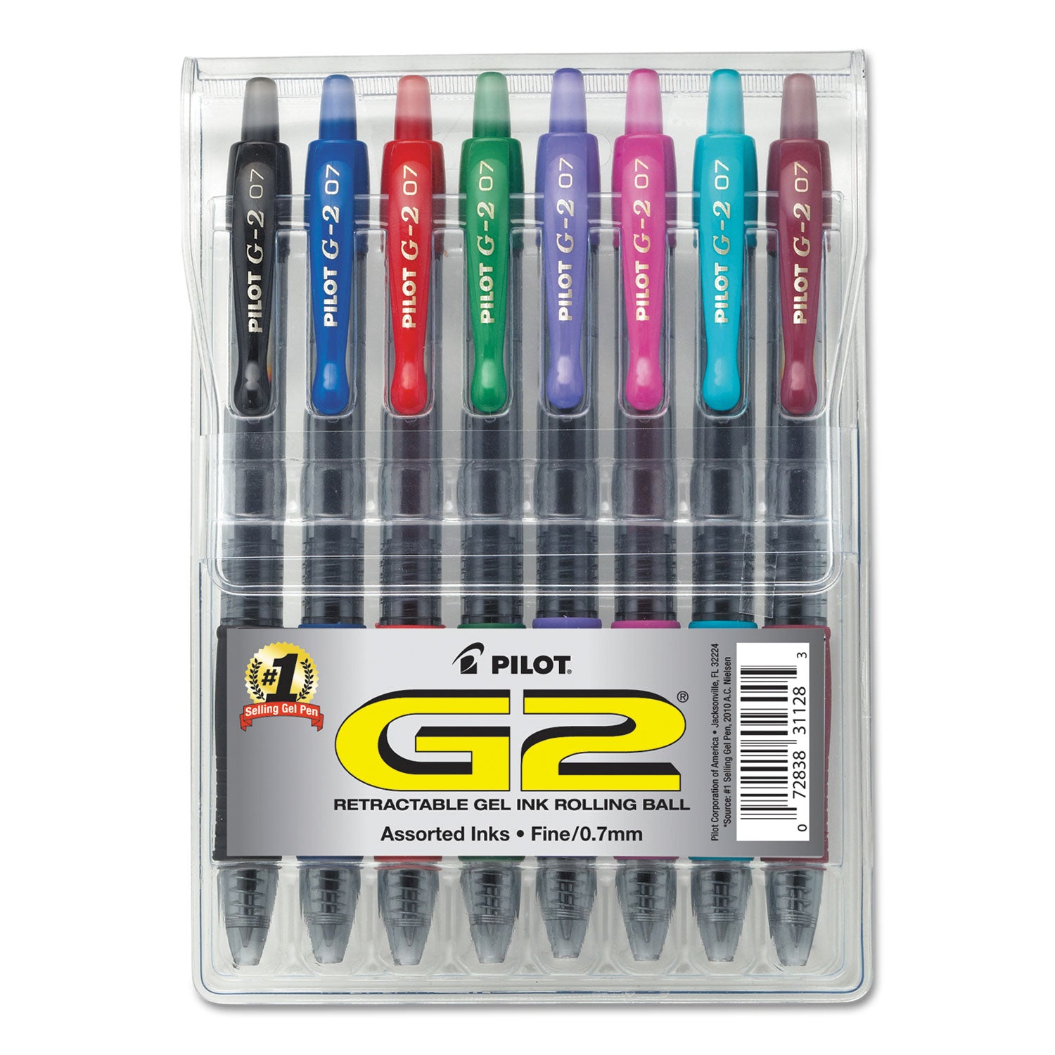 G2 Premium Gel Pen, Retractable, Fine 0.7 mm, Assorted Ink and Barrel Colors, 8/Pack -