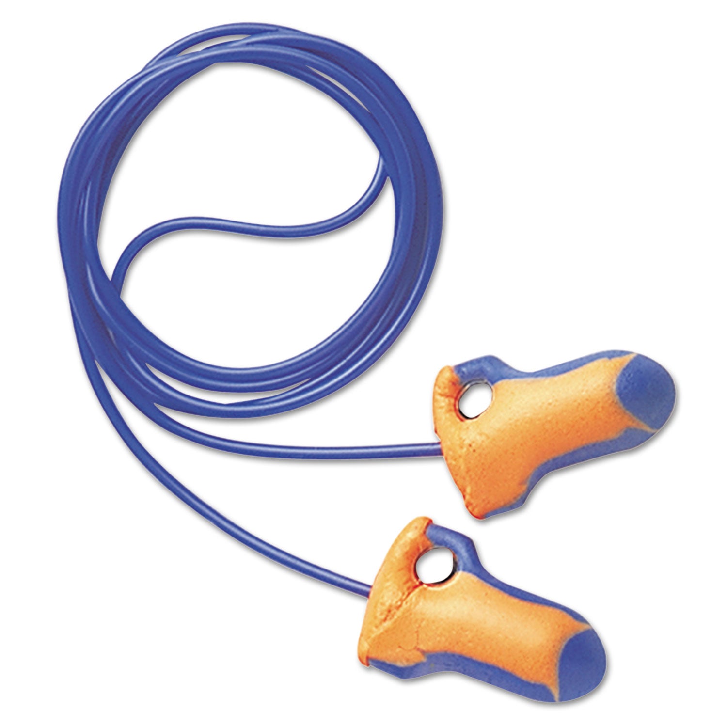 LT-30 Laser Trak Single-Use Earplugs, Corded, 32NRR, Orange/Blue, 100 Pairs -
