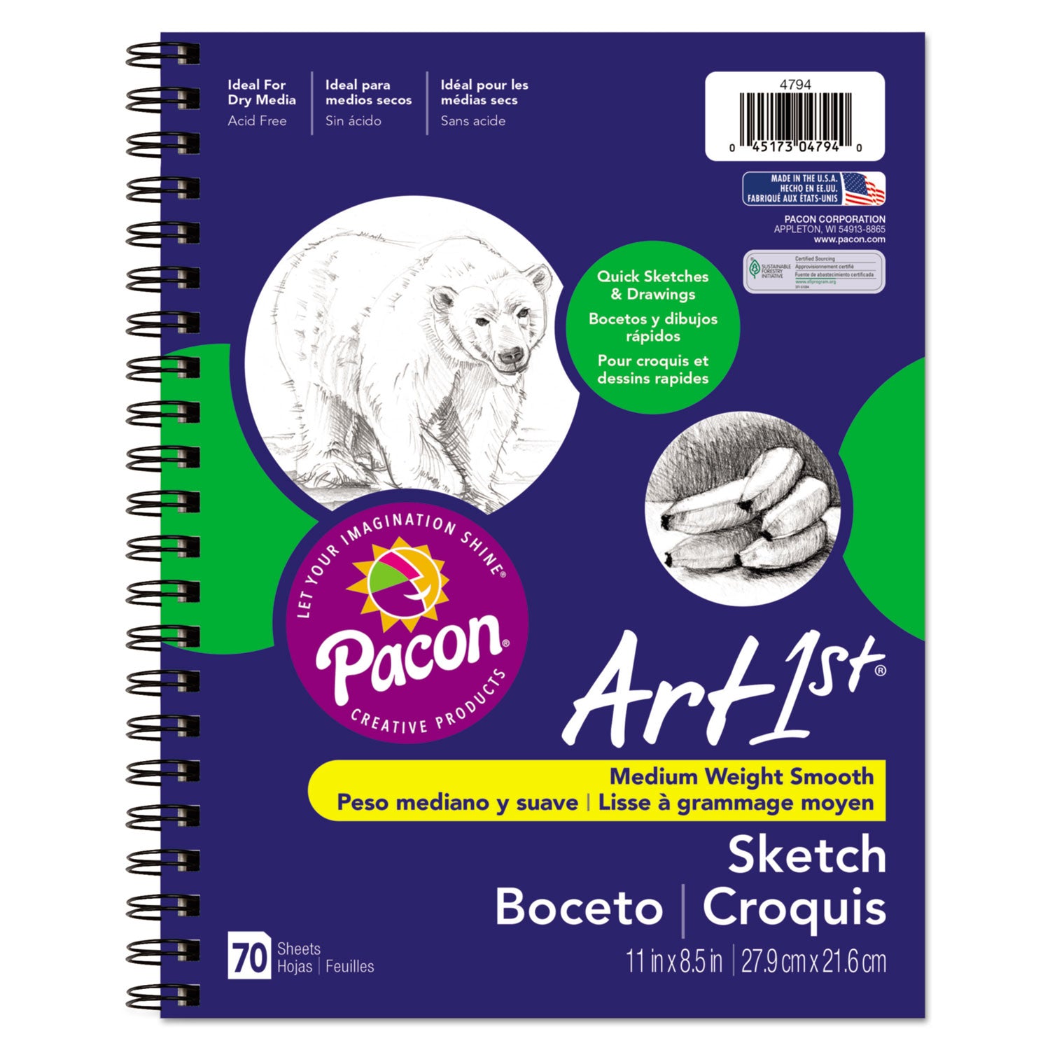 Art1st Sketch Diary, 60 lb Text Paper Stock, Blue Cover, (70) 11 x 8.5 Sheets -