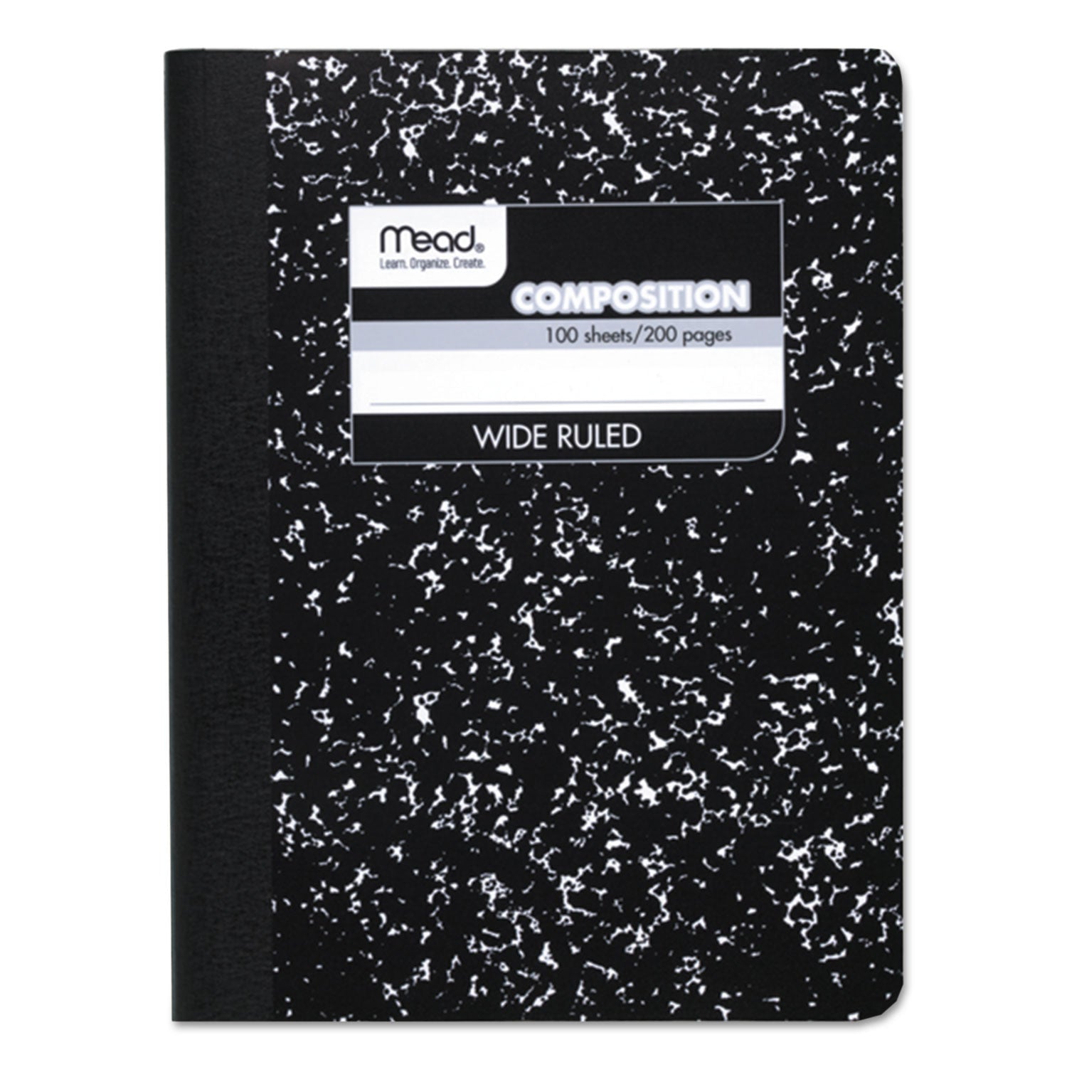 Composition Book, Wide/Legal Rule, Black Cover, (100) 9.75 x 7.5 Sheets -