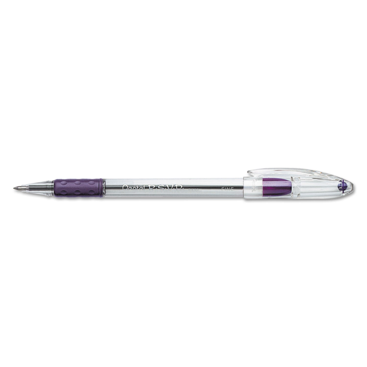 R.S.V.P. Ballpoint Pen, Stick, Fine 0.7 mm, Violet Ink, Clear/Violet Barrel, Dozen -