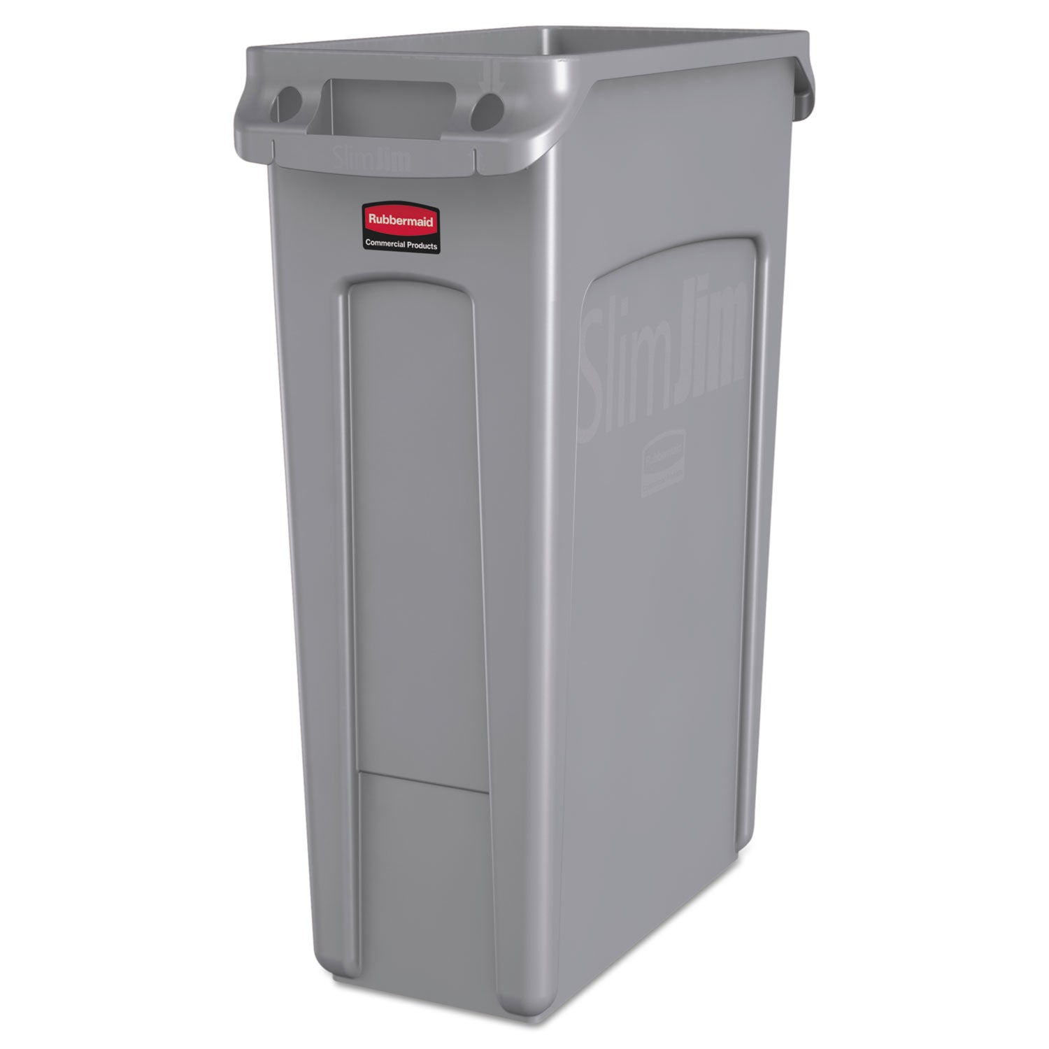 Slim Jim with Venting Channels, 23 gal, Plastic, Gray -
