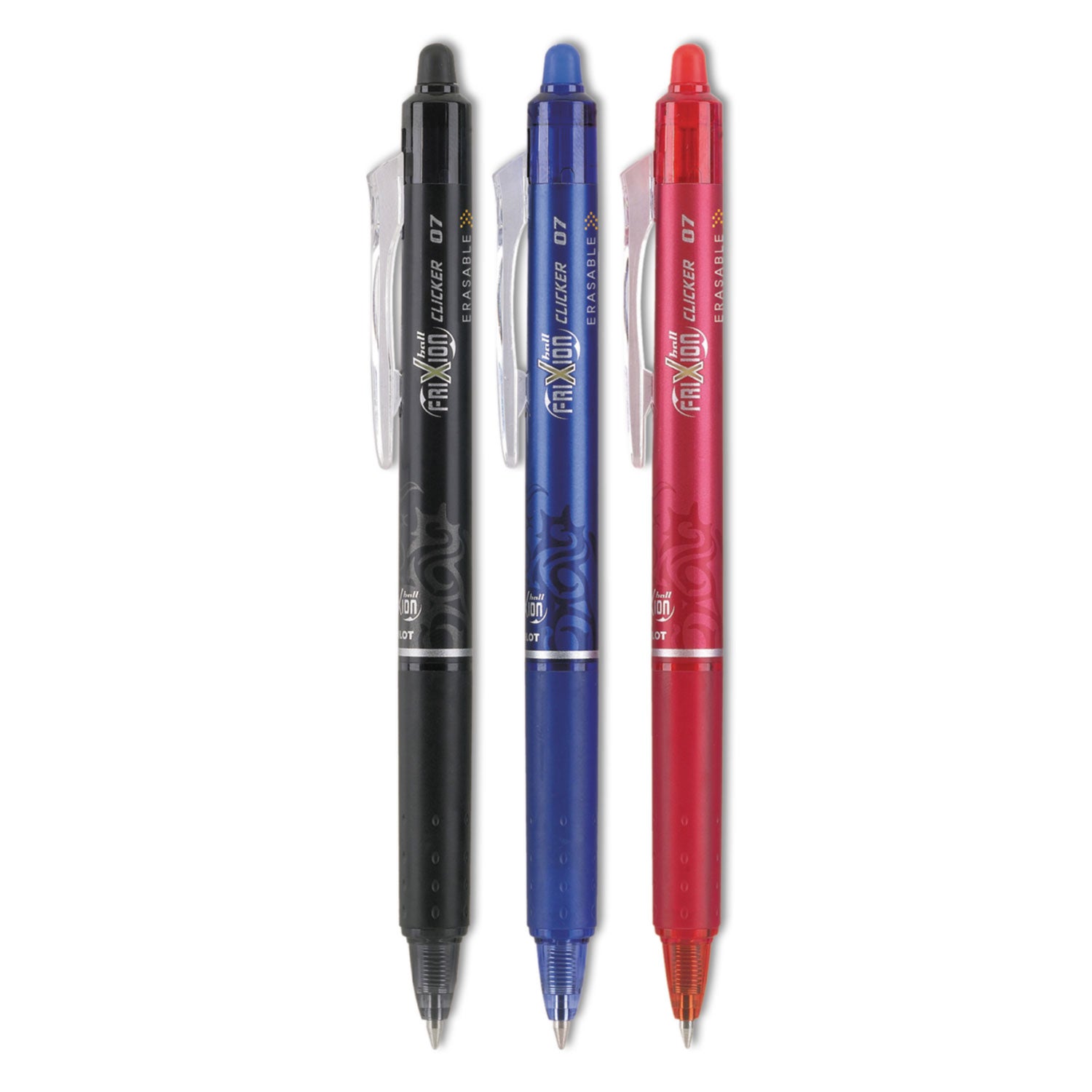 FriXion Clicker Erasable Gel Pen, Retractable, Fine 0.7 mm, Three Assorted Business Ink and Barrel Colors, 3/Pack -