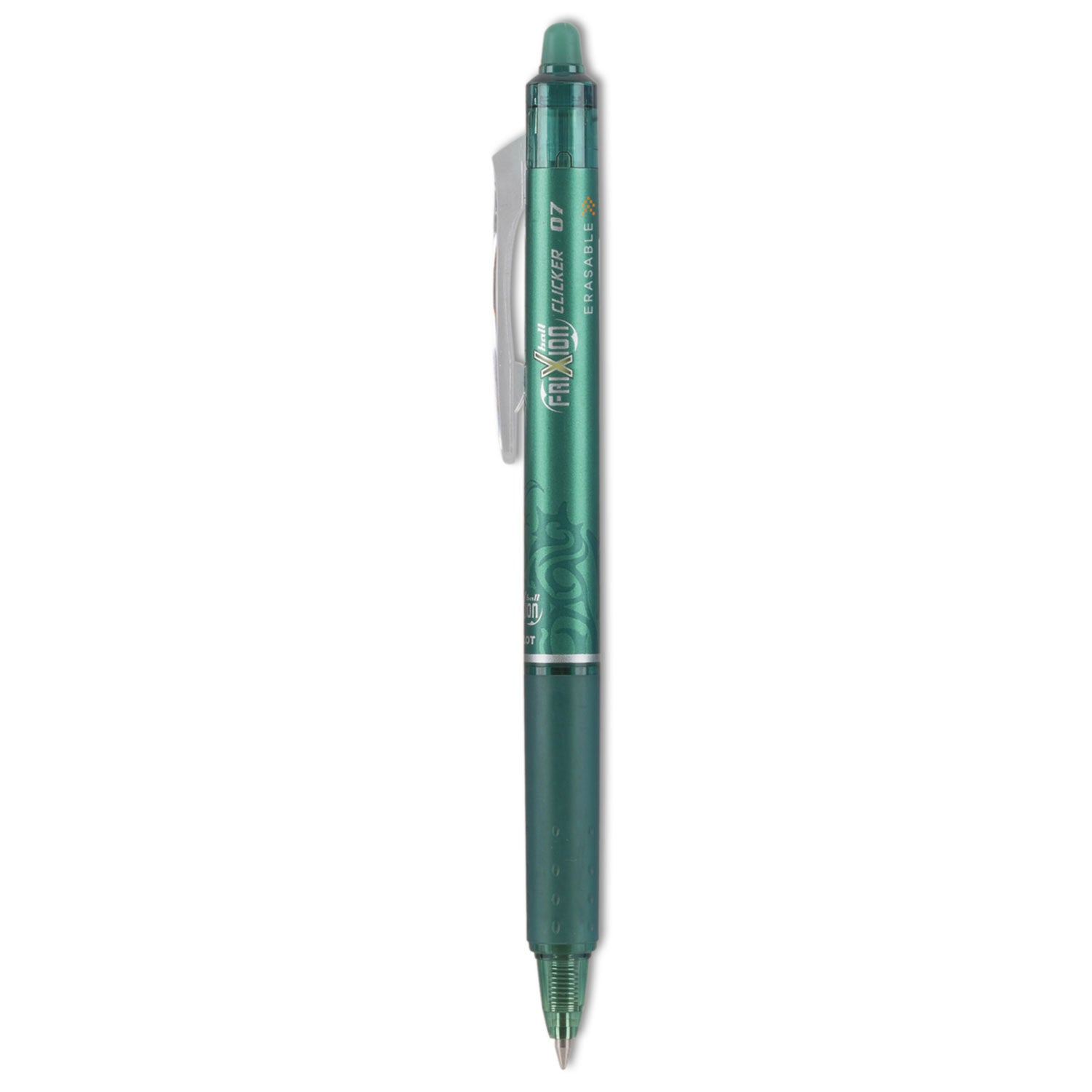 FriXion Clicker Erasable Gel Pen, Retractable, Fine 0.7 mm, Green Ink, Green Barrel, Dozen -
