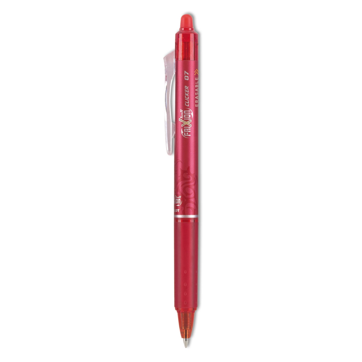FriXion Clicker Erasable Gel Pen, Retractable, Fine 0.7 mm, Red Ink, Red Barrel -