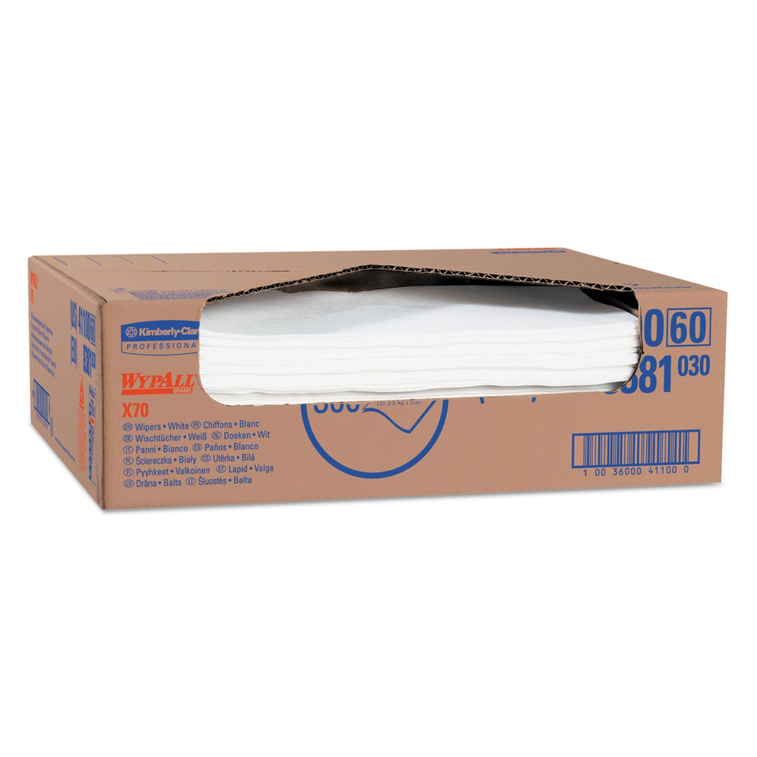 X70 Cloths, Flat Sheet, 16.6 x 14.9, White, 300/Carton -