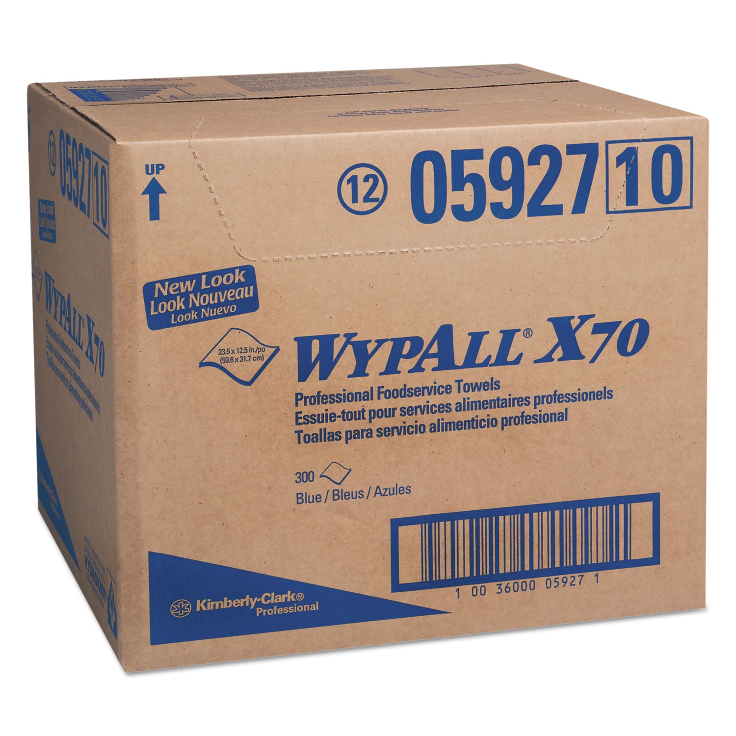 X70 Foodservice Towels, 1/4 Fold, 12.5 x 23.5, Unscented, Blue, 300/Carton -