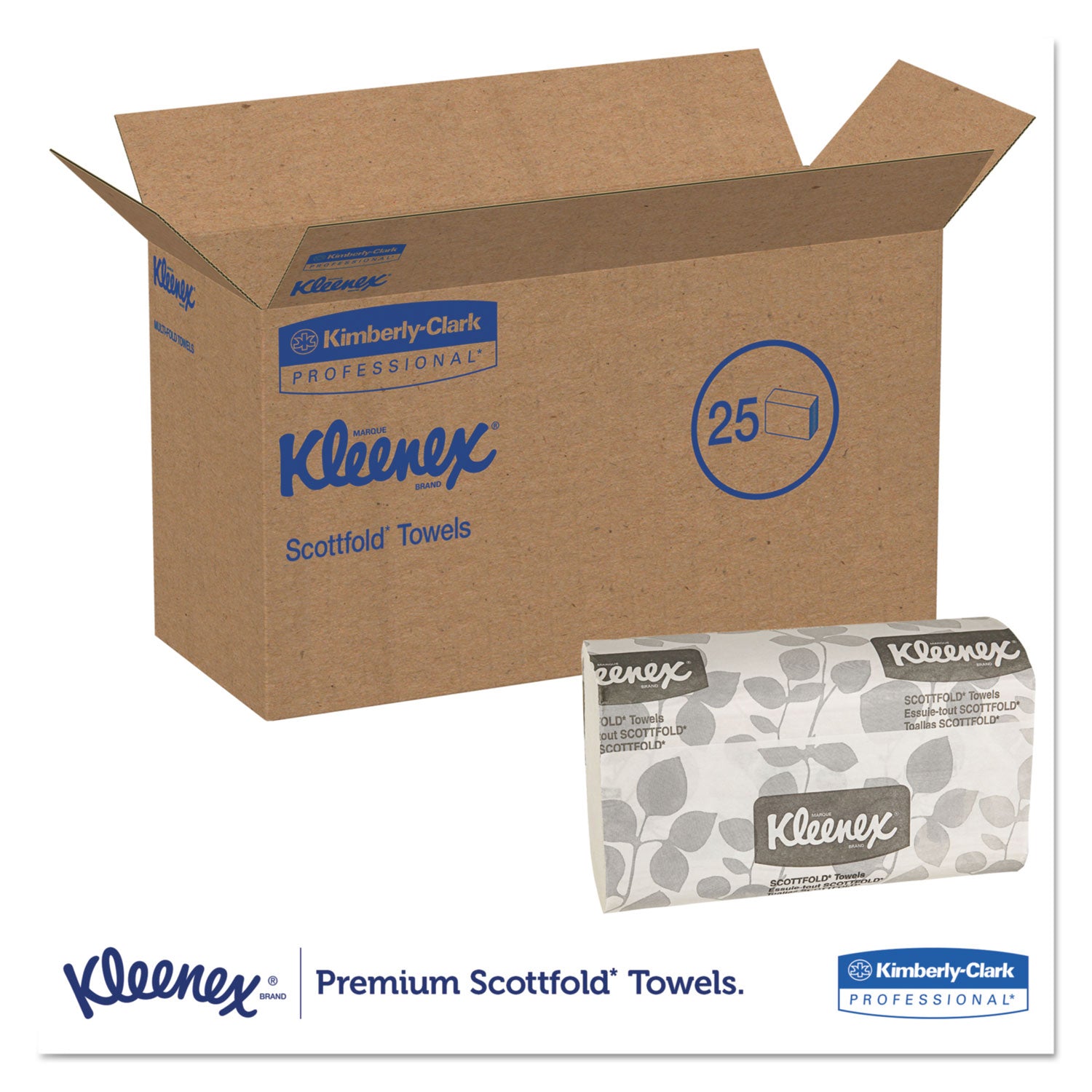Premiere Folded Towels, 1-Ply, 7.8 x 12.4, White, 120/Pack, 25 Packs/Carton -