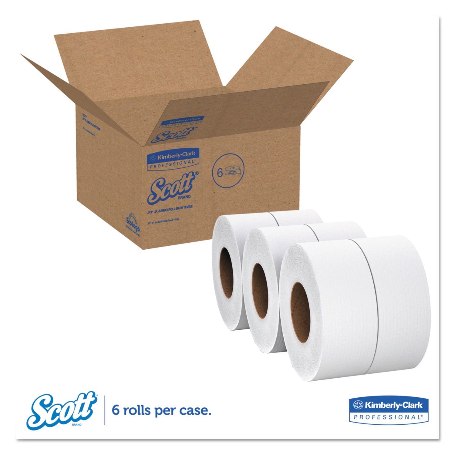 Essential JRT Extra Long Bathroom Tissue, Septic Safe, 2-Ply, White, 3.55" x 2,000 ft, 6 Rolls/Carton -