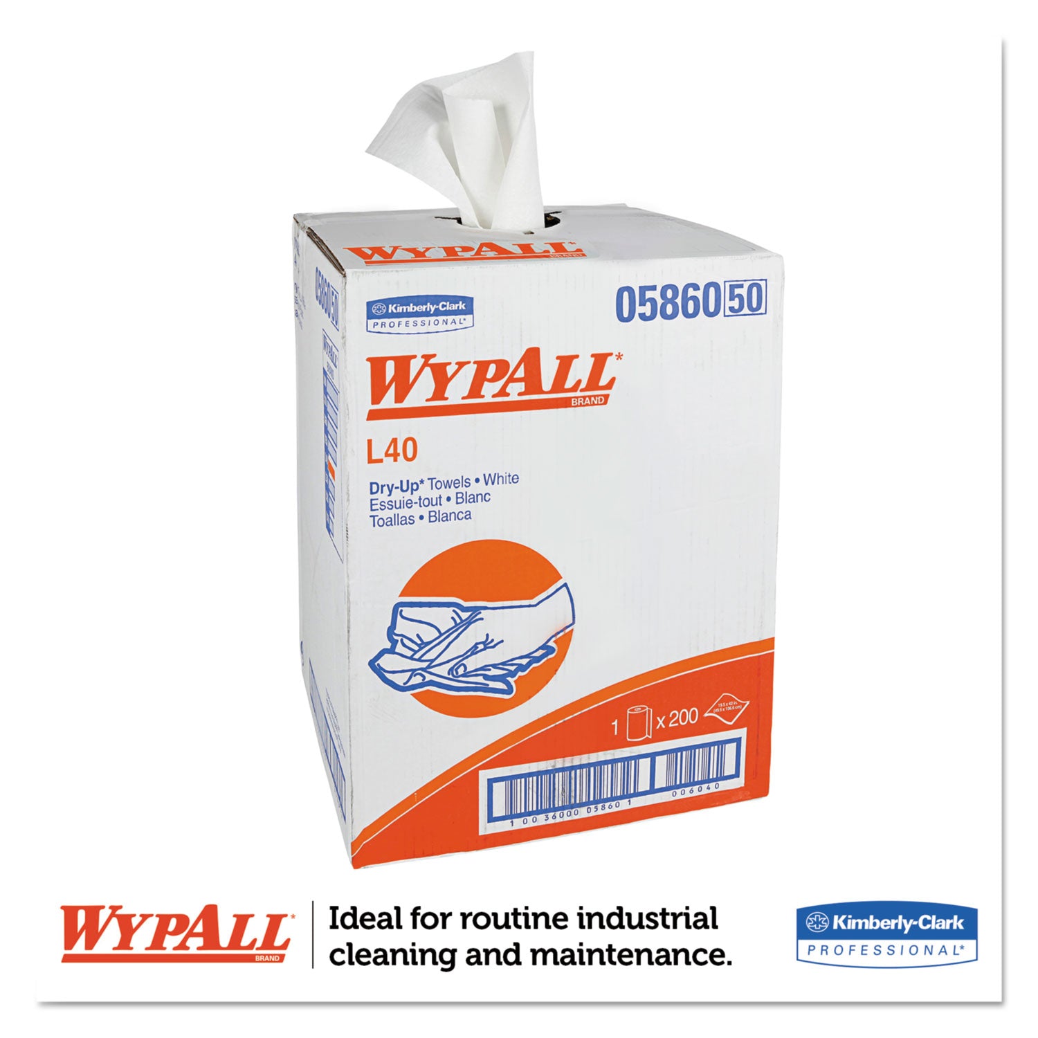 L40 Towels, Dry Up Towels, 19.5 x 42, White, 200 Towels/Roll -