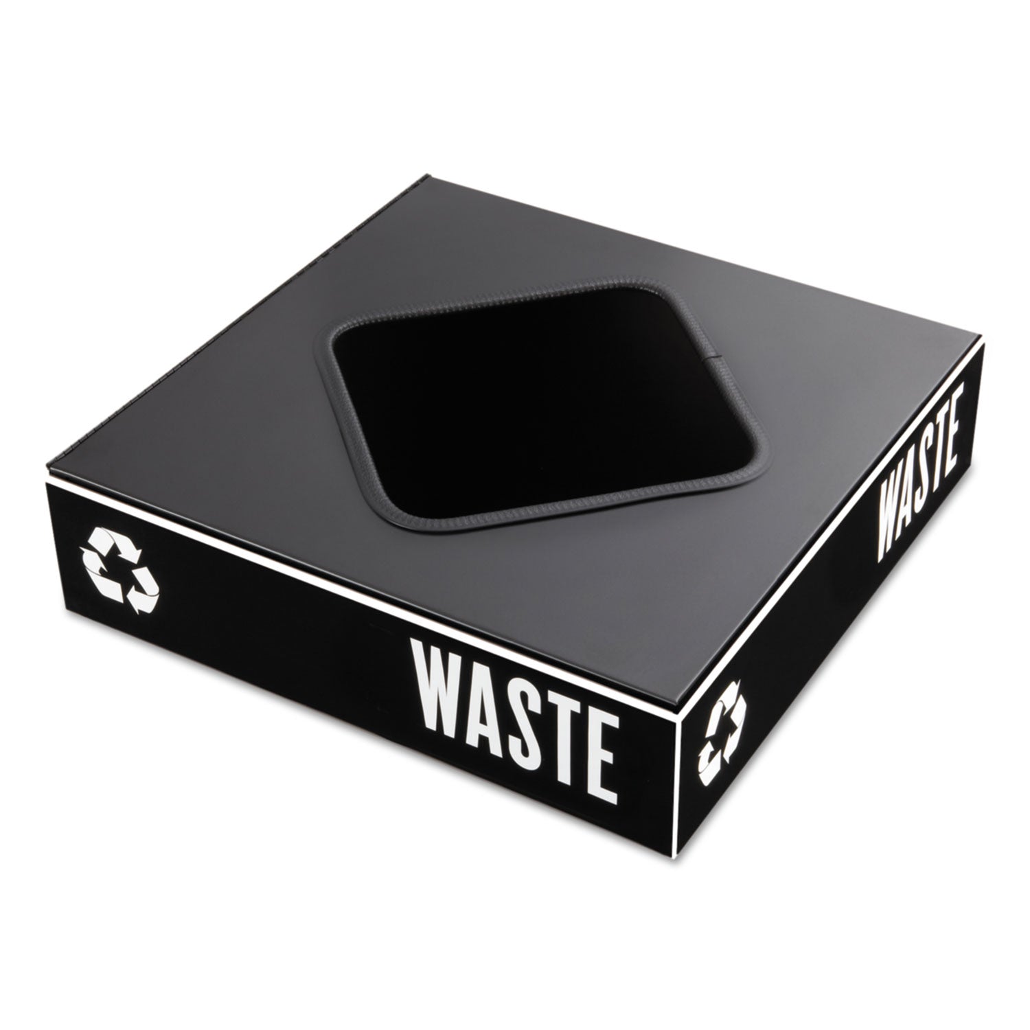 Public Square Recycling Container Lid, Square Opening, 15.25w x 15.25d x 2h, Black -