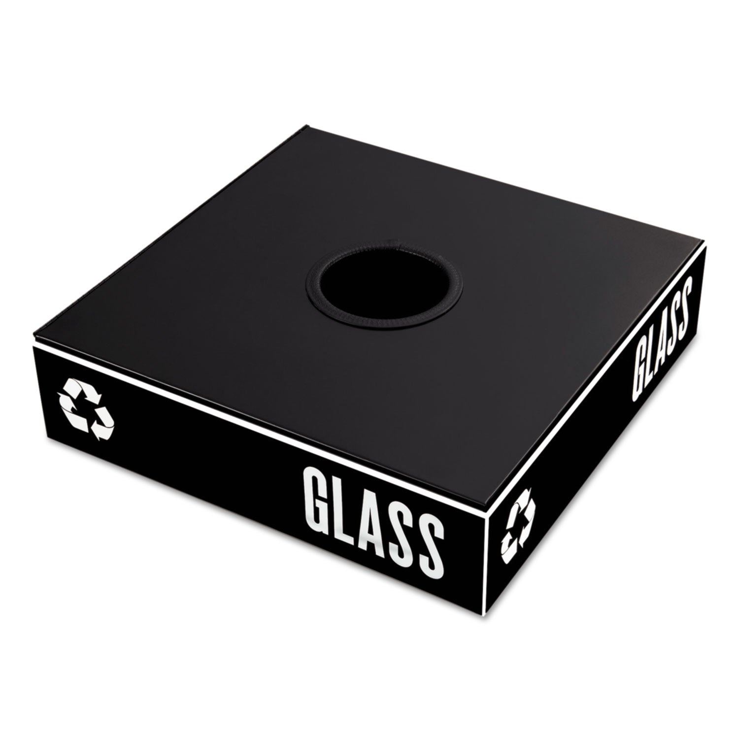 Public Square Recycling Container Lid, Circular Opening, 15.25w x 15.25d x 2h, Black -