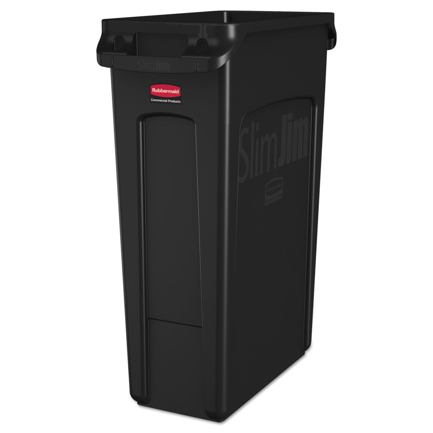 Slim Jim with Venting Channels, 23 gal, Plastic, Black -