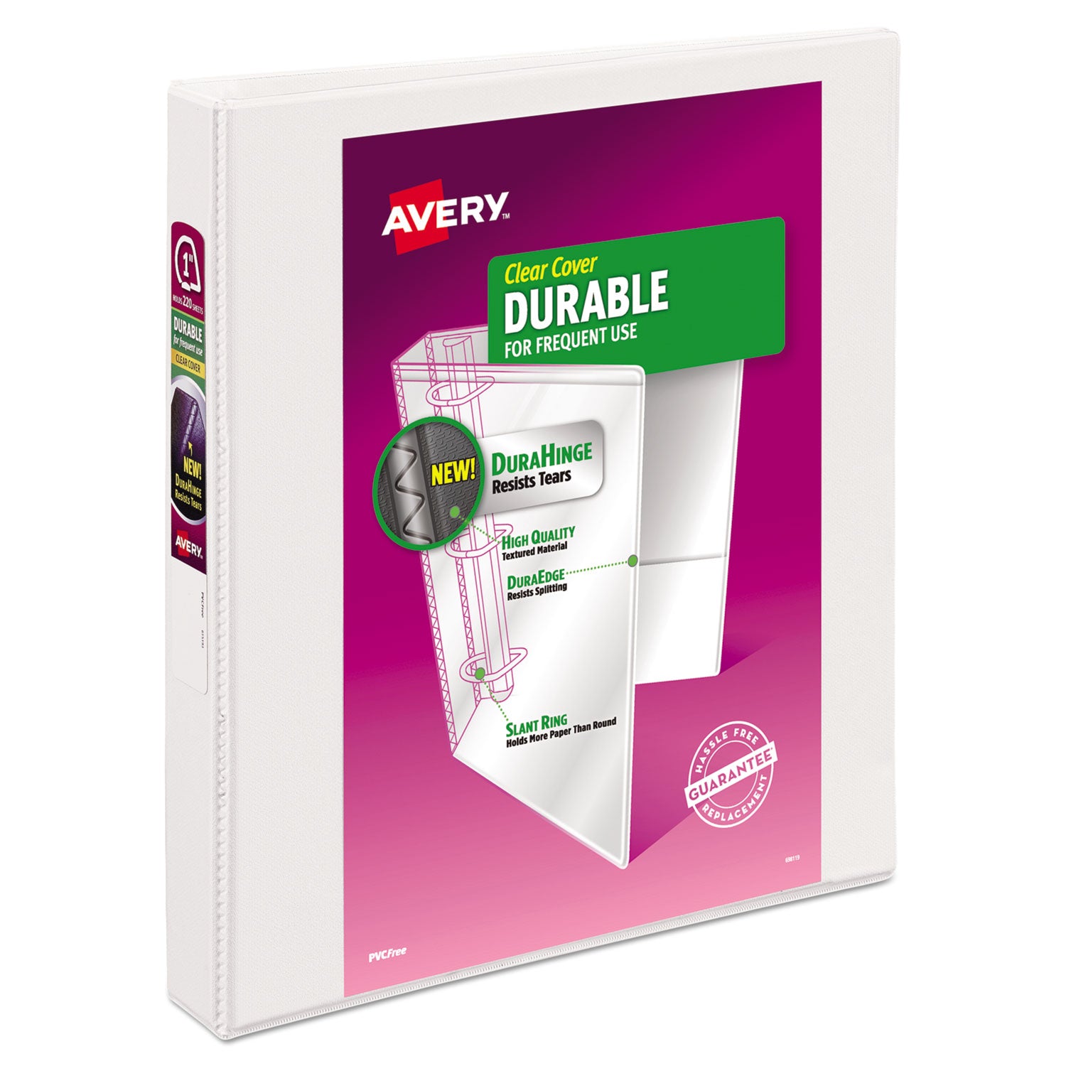 Durable View Binder with DuraHinge and Slant Rings, 3 Rings, 1" Capacity, 11 x 8.5, White -