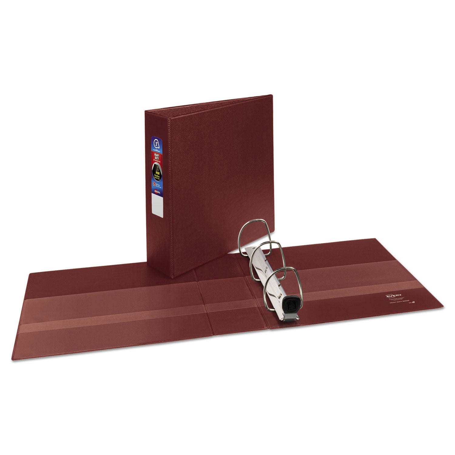 Heavy-Duty Non-View Binder with DuraHinge and Locking One Touch EZD Rings, 3 Rings, 3" Capacity, 11 x 8.5, Maroon -