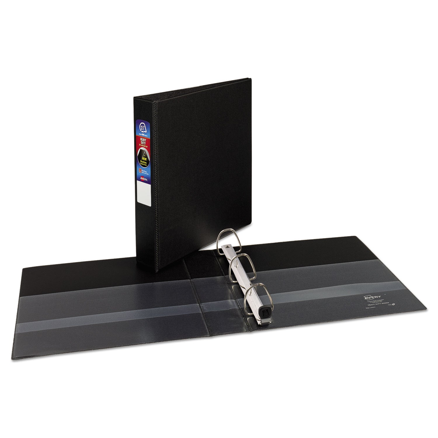 Heavy-Duty Non-View Binder with DuraHinge and One Touch EZD Rings, 3 Rings, 1.5" Capacity, 11 x 8.5, Black -