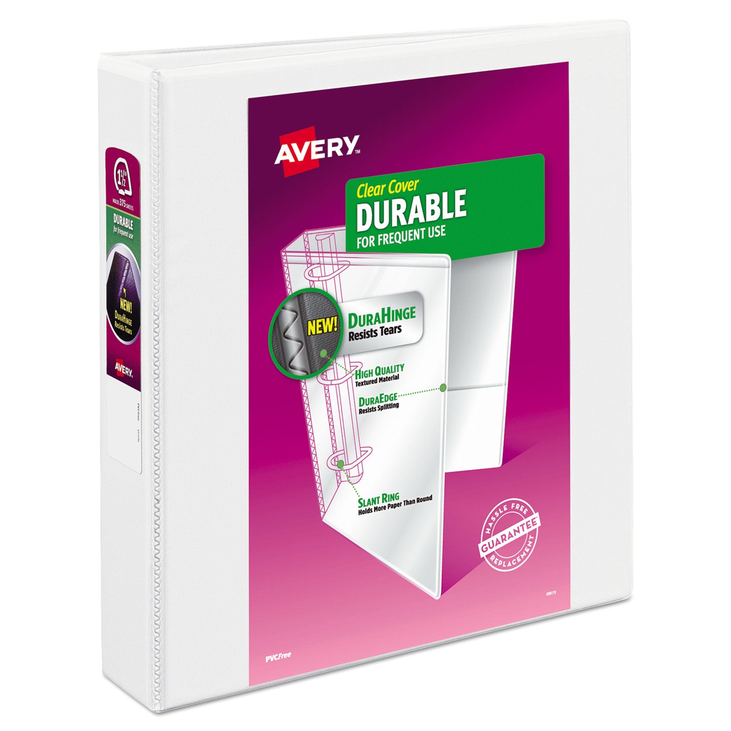Durable View Binder with DuraHinge and Slant Rings, 3 Rings, 1.5" Capacity, 11 x 8.5, White -