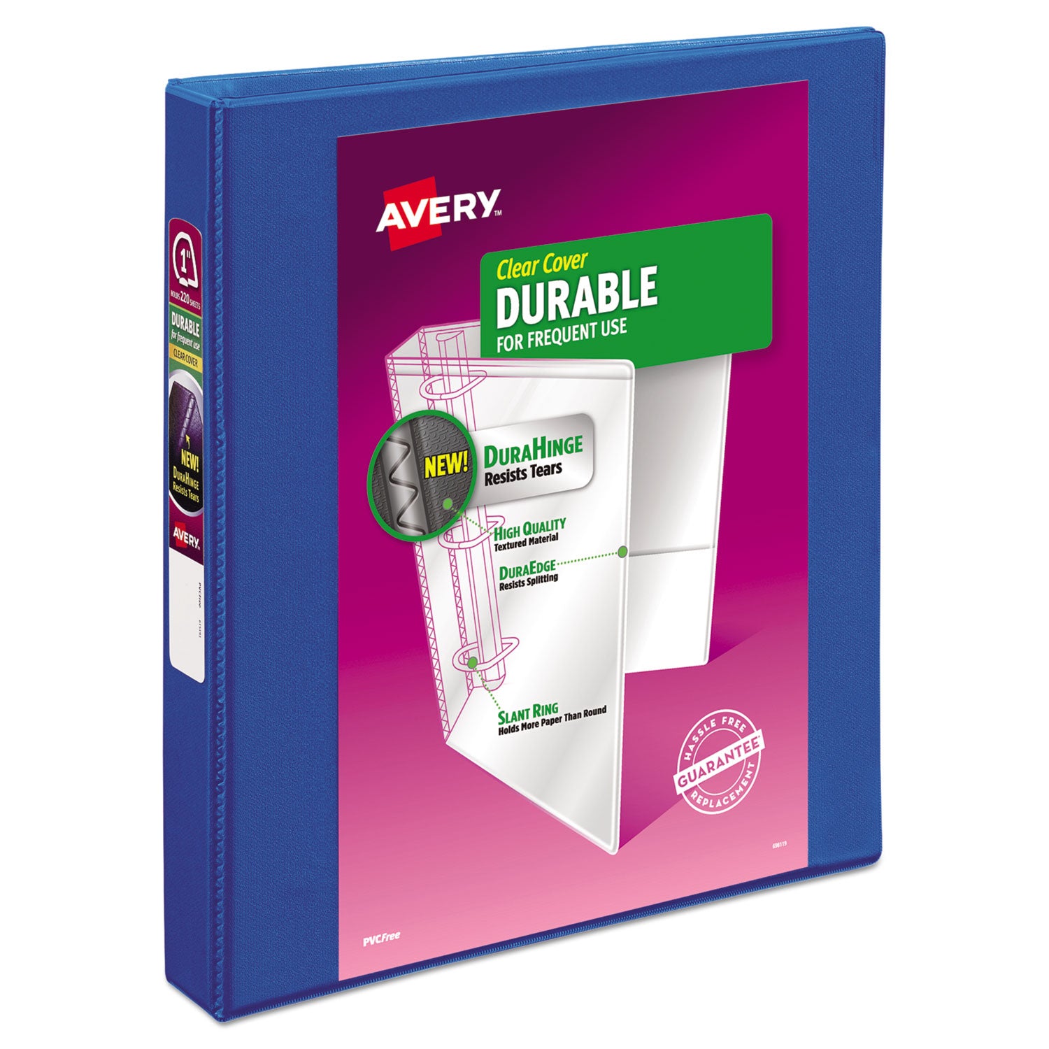 Durable View Binder with DuraHinge and Slant Rings, 3 Rings, 1" Capacity, 11 x 8.5, Blue -