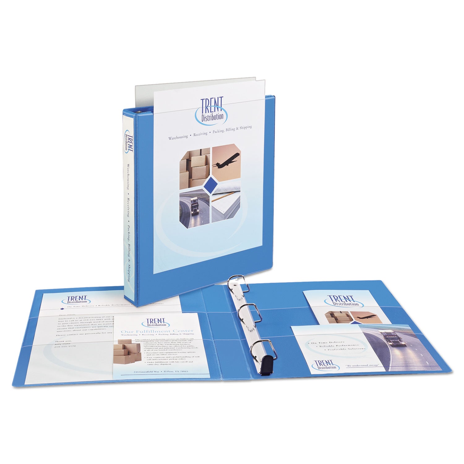 Heavy-Duty Non Stick View Binder with DuraHinge and Slant Rings, 3 Rings, 1" Capacity, 11 x 8.5, Light Blue, (5301) -