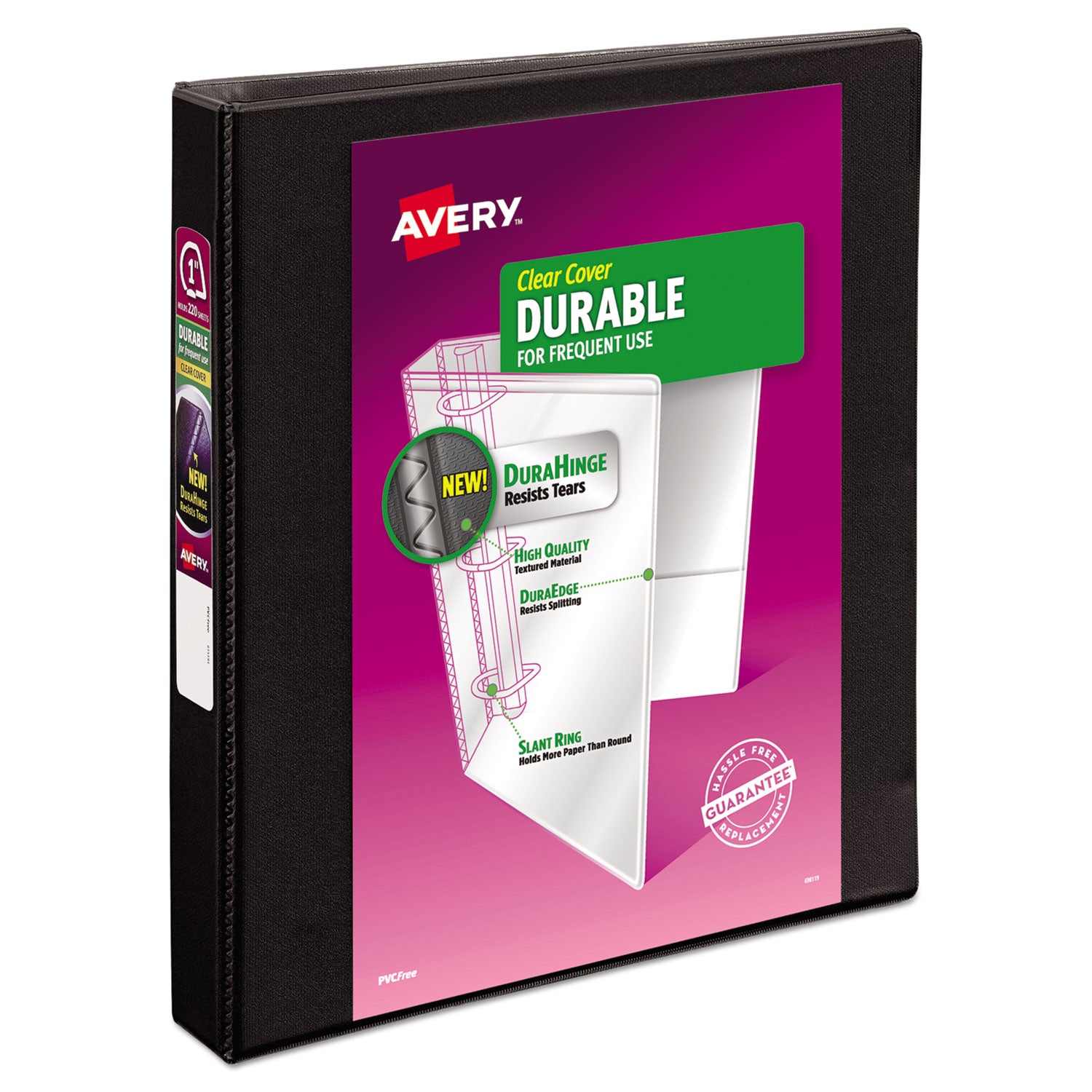 Durable View Binder with DuraHinge and Slant Rings, 3 Rings, 1" Capacity, 11 x 8.5, Black -