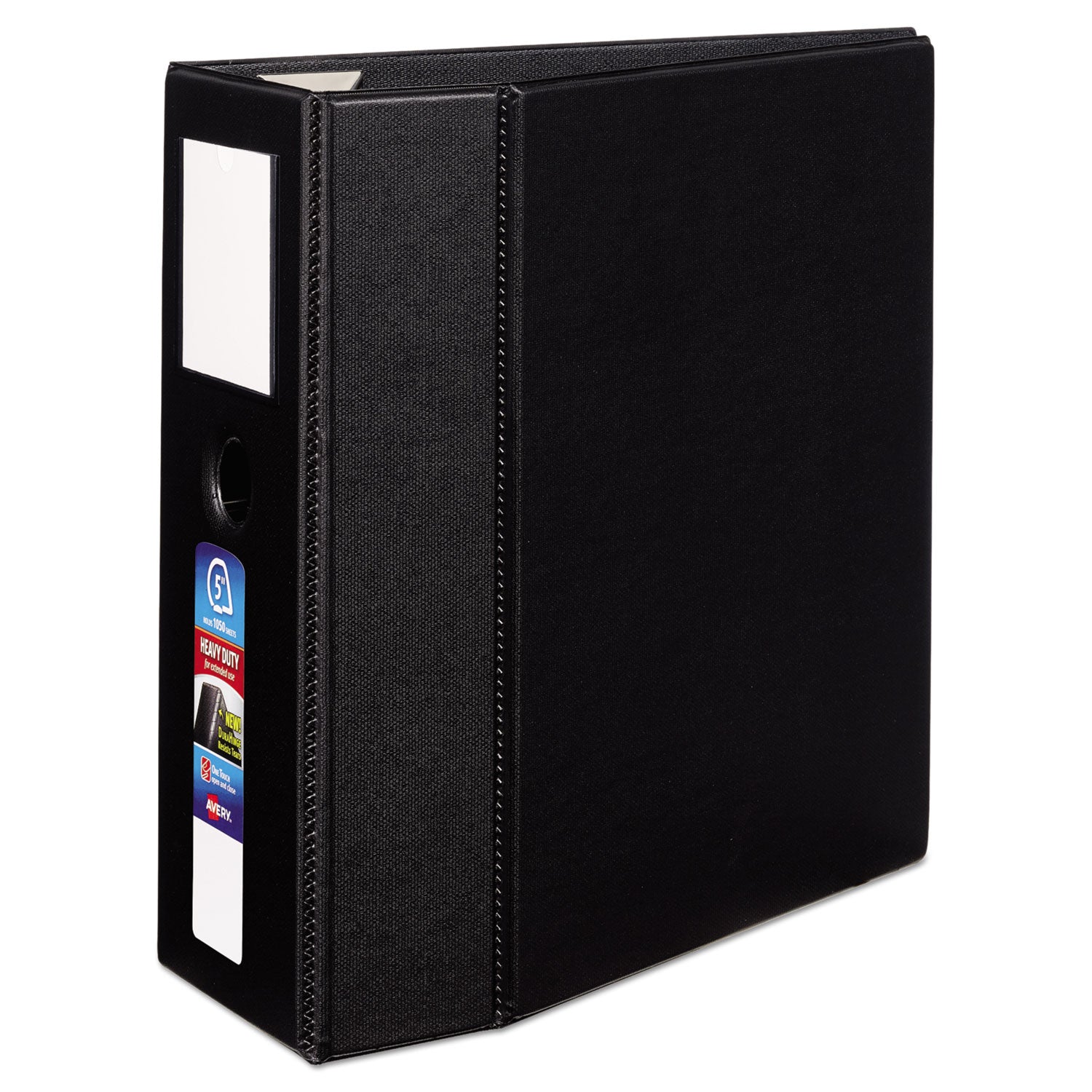 Heavy-Duty Non-View Binder, DuraHinge, Three Locking One Touch EZD Rings, Spine Label, Thumb Notch, 5" Cap, 11 x 8.5, Black -
