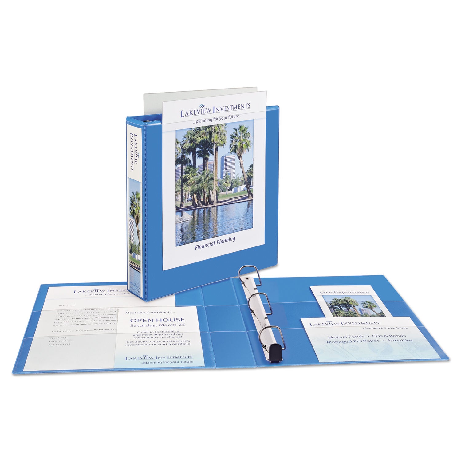 Heavy-Duty Non Stick View Binder with DuraHinge and Slant Rings, 3 Rings, 1.5" Capacity, 11 x 8.5, Light Blue, (5401) -